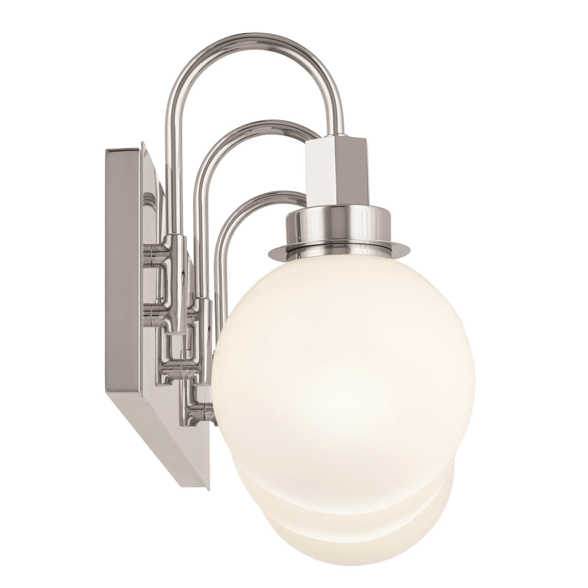 Shown in Chrome finish and Opal glass