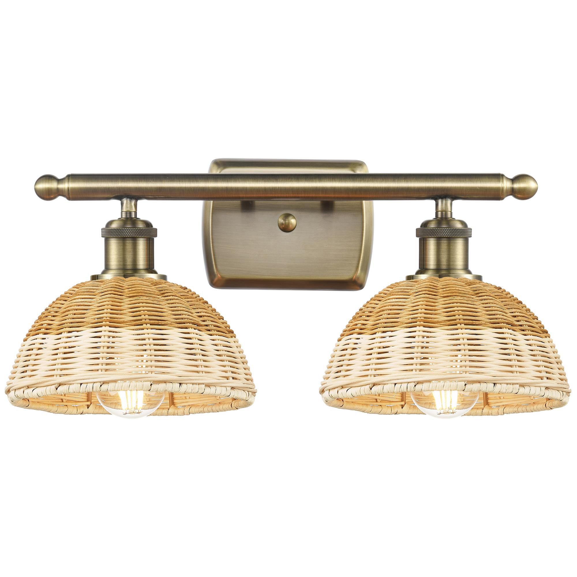 Shown in Antique Brass finish and Natural shade