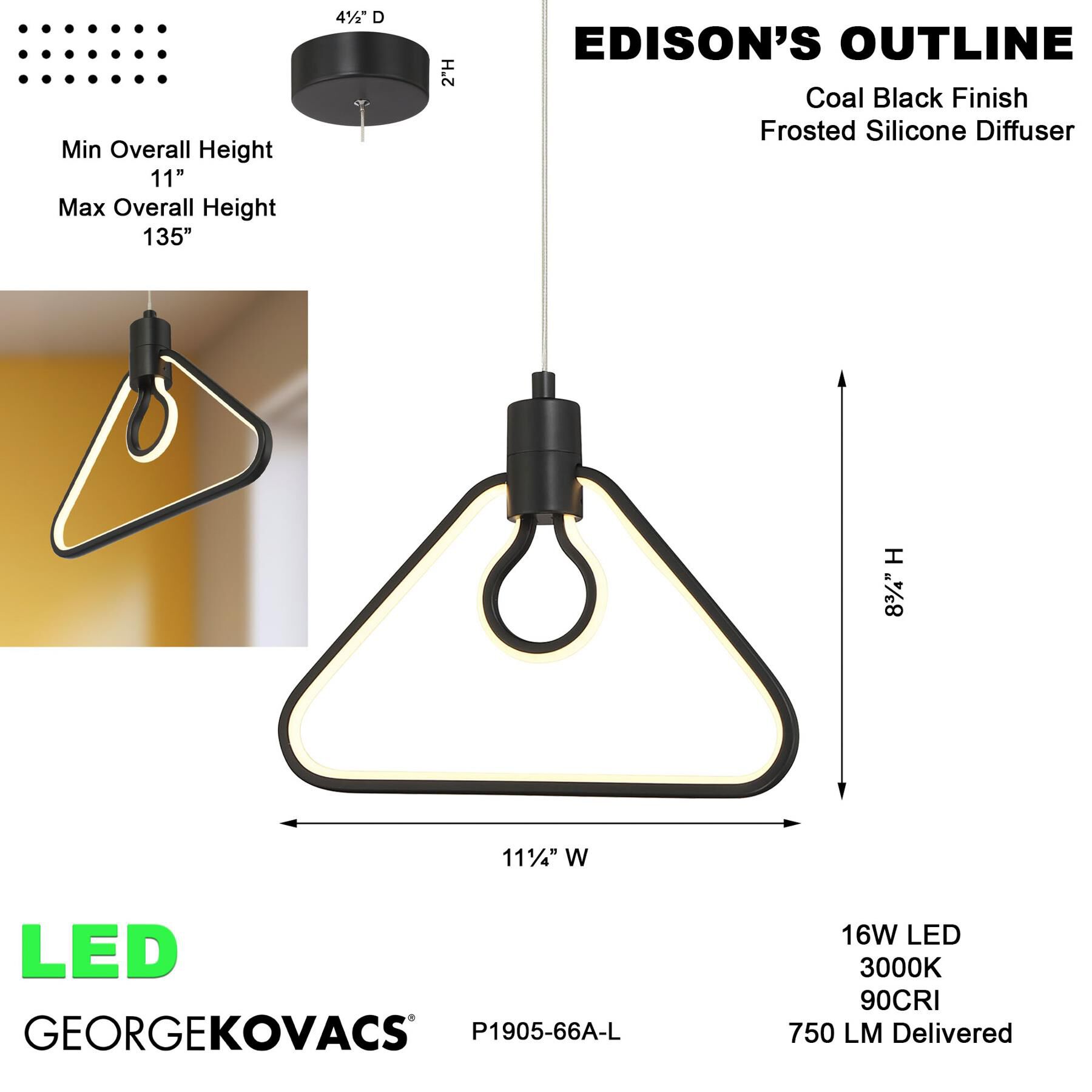 Edison's Outline Mini Pendant by Kovacs