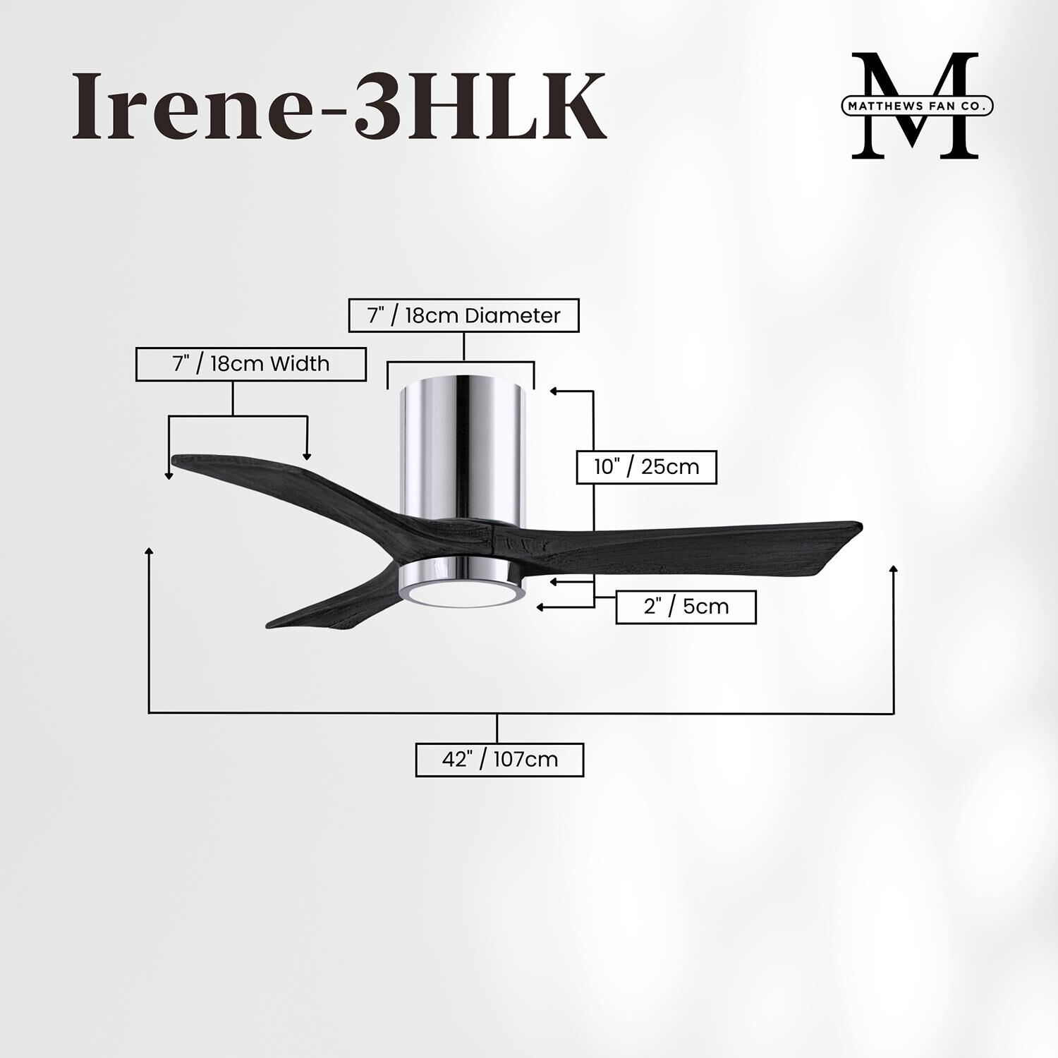 Irene 42 Inch Flush Mount Fan with Light Kit by Matthews Fan Company
