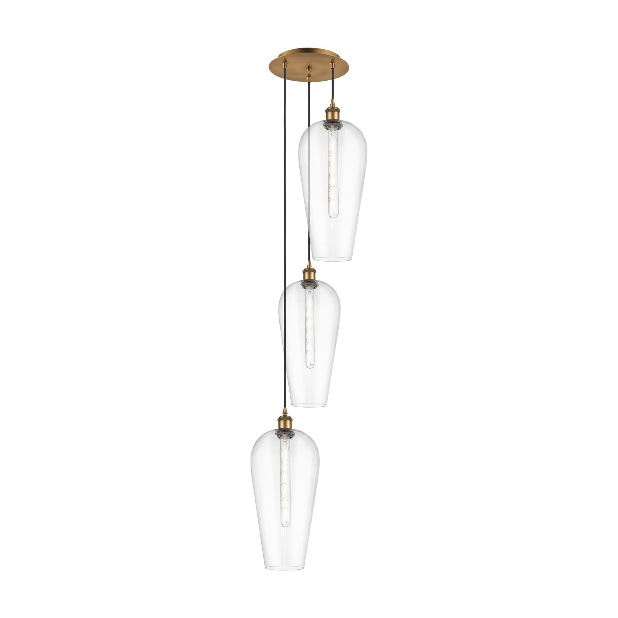 Shown in Brushed Brass finish and Clear glass