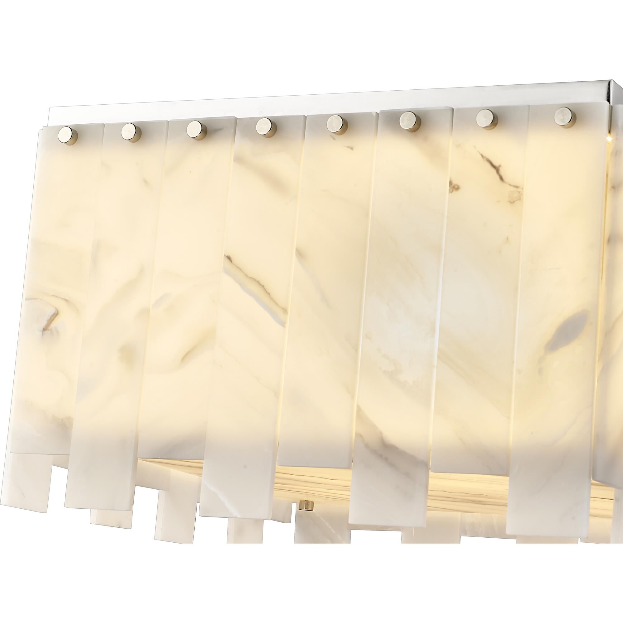 Shown in Polished Nickel finish and Alabaster Resin shade