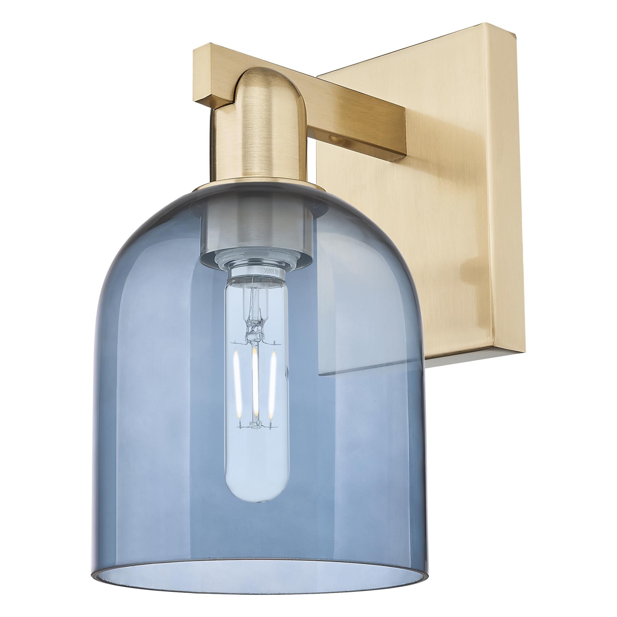 Shown in Champagne Bronze finish and Blue glass