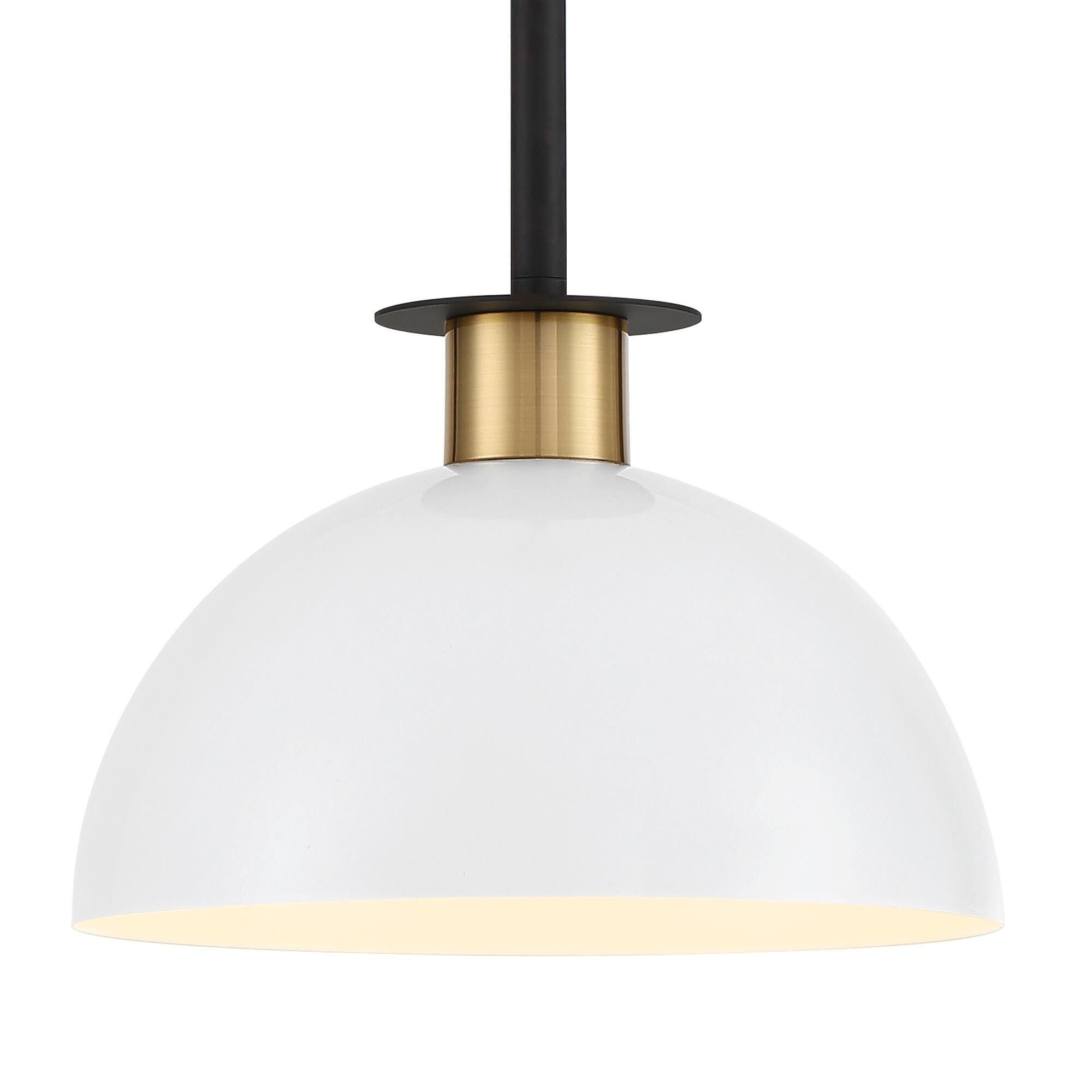 Shown in Matte Black and Aged Brass finish and Metal shade