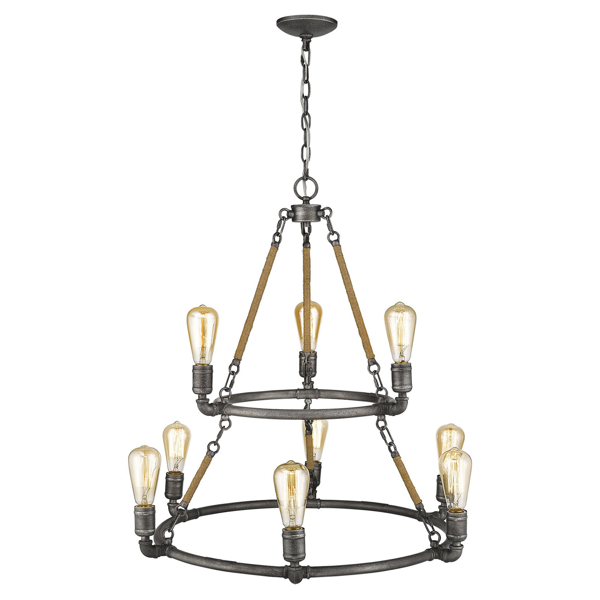 Shown in Antique Gray finish and -- glass and -- shade