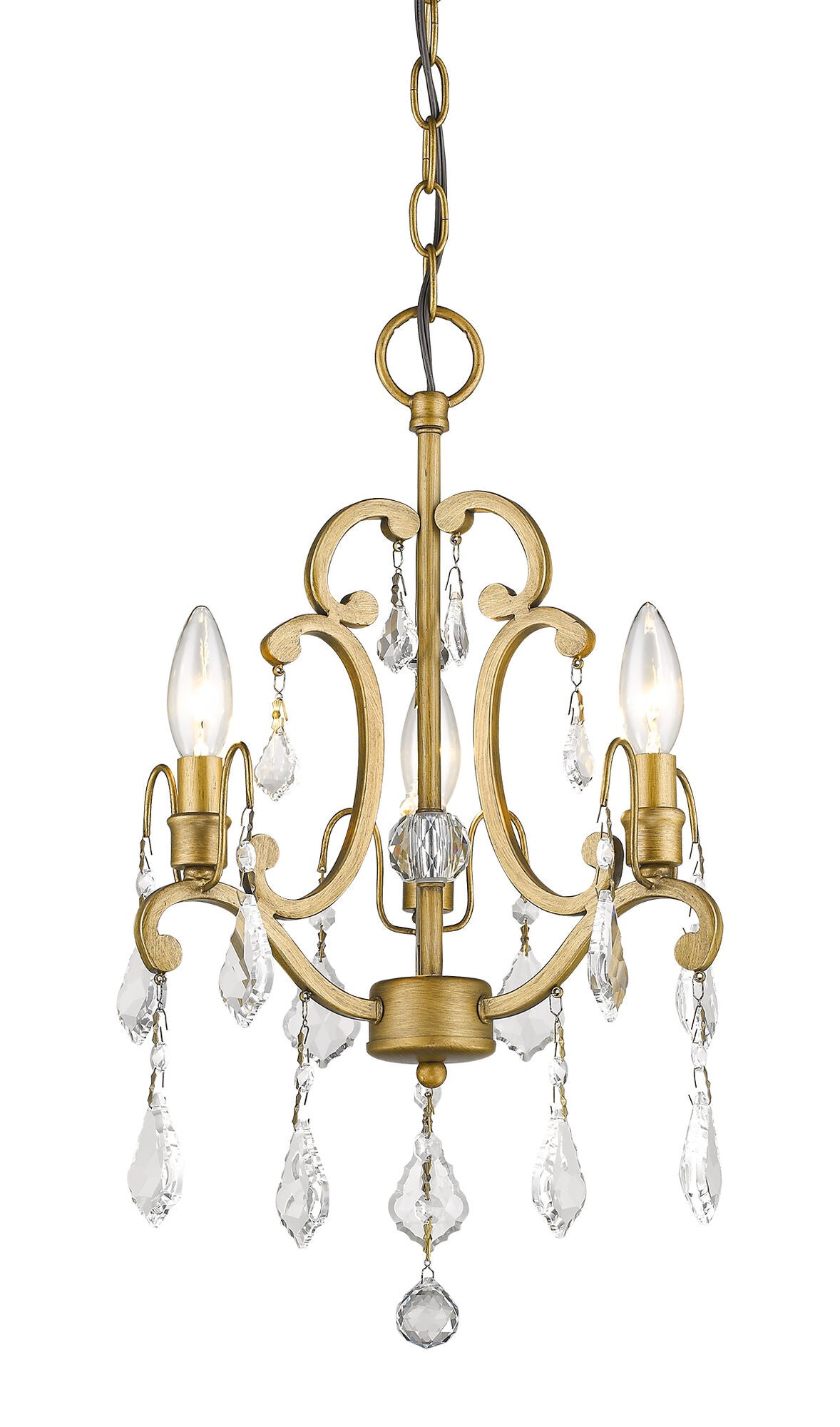 Shown in Antique Gold finish and -- glass and -- shade