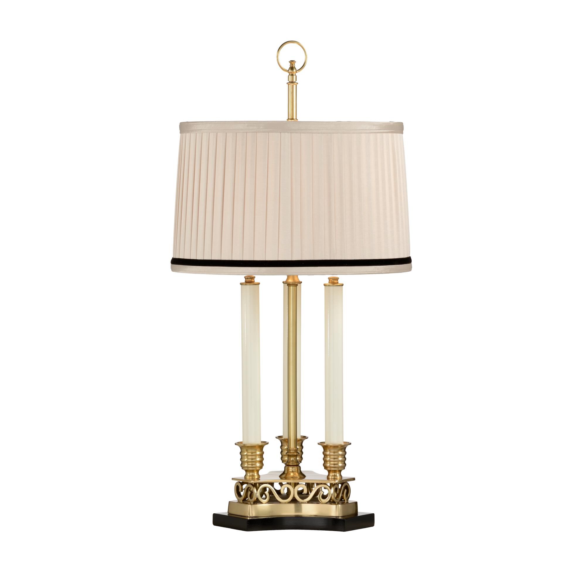 Shown in Antique Brass finish and Silkette shade