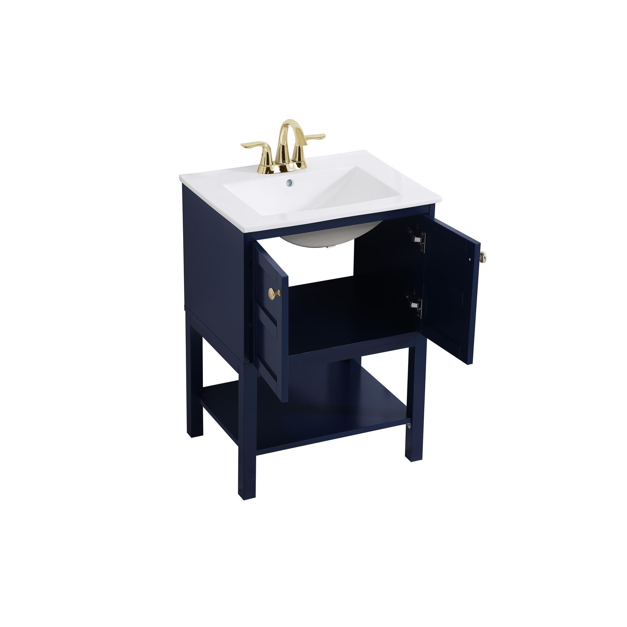 Shown in Blue And Gold With White Porcelain finish