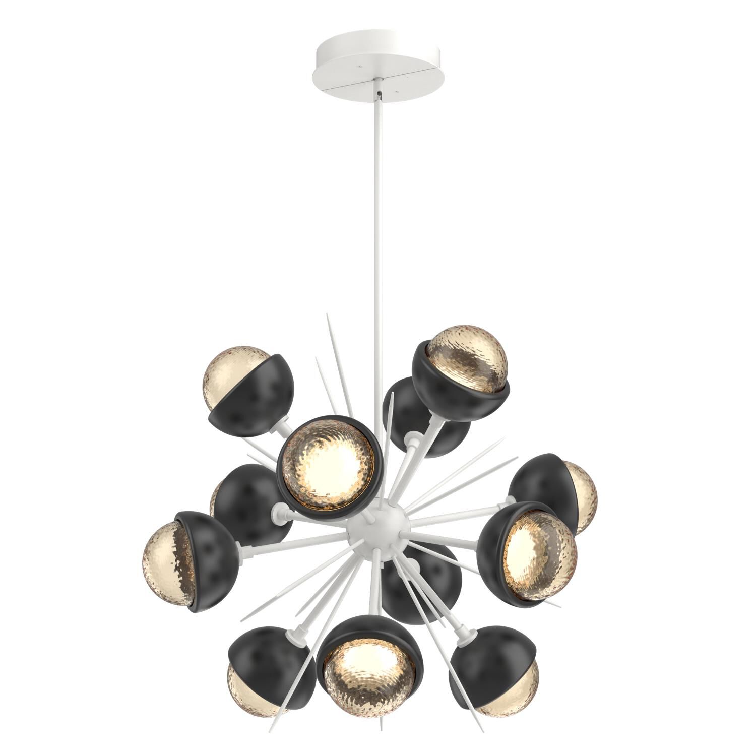Shown in Salt White finish and Amber glass and Matte Black accent