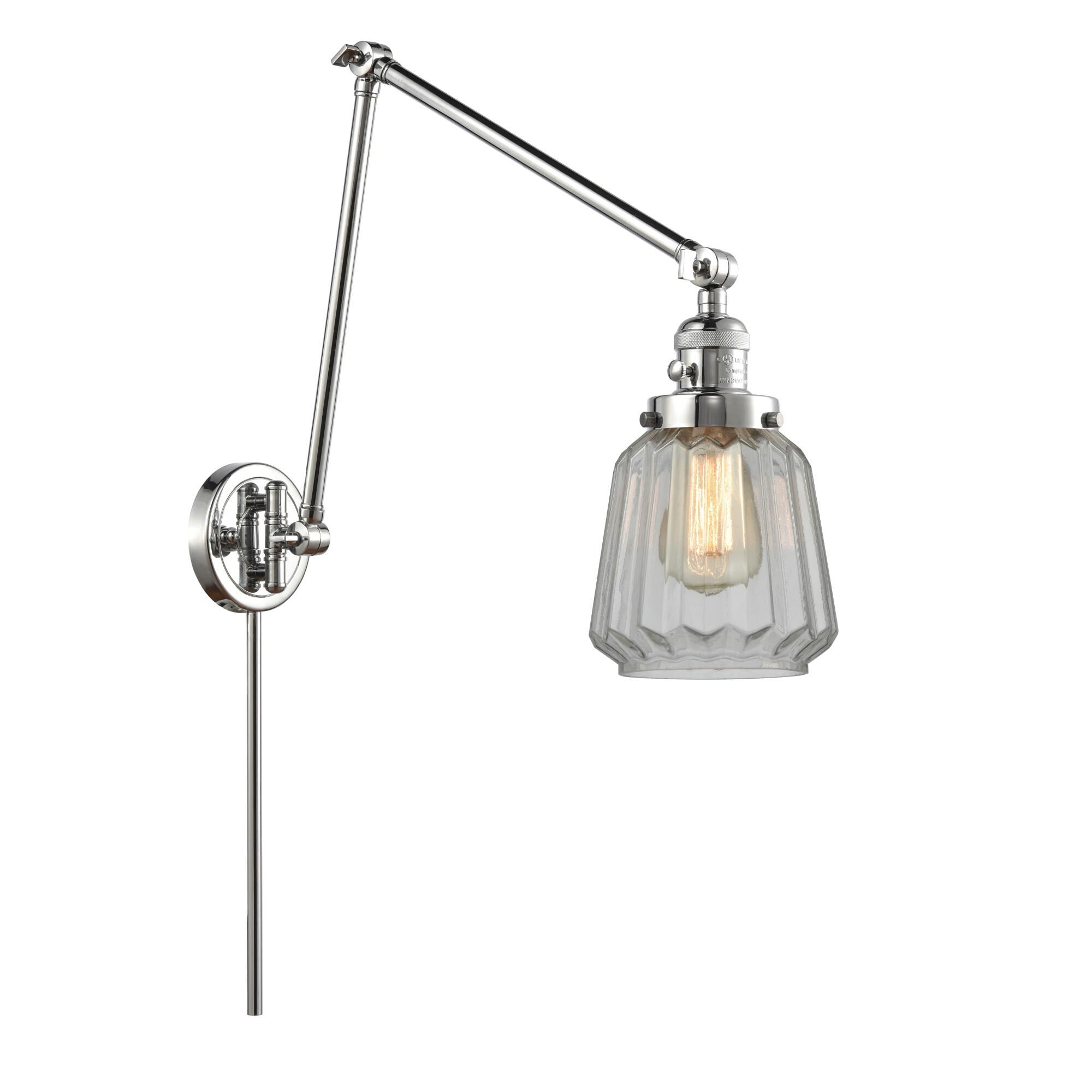 Shown in Polished Chrome finish and Clear Chatham glass