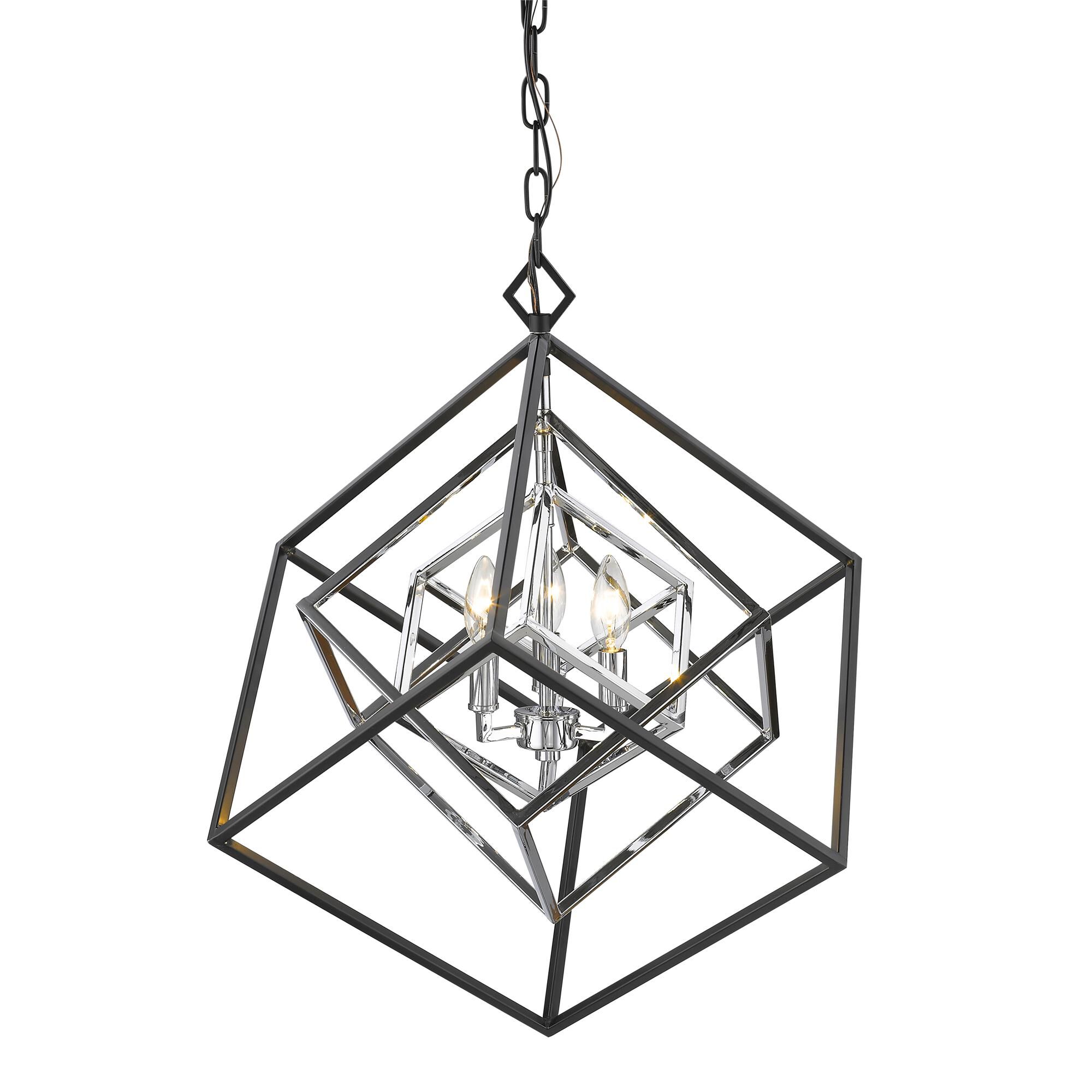 Shown in Chrome + Matte Black finish and --- glass and --- shade
