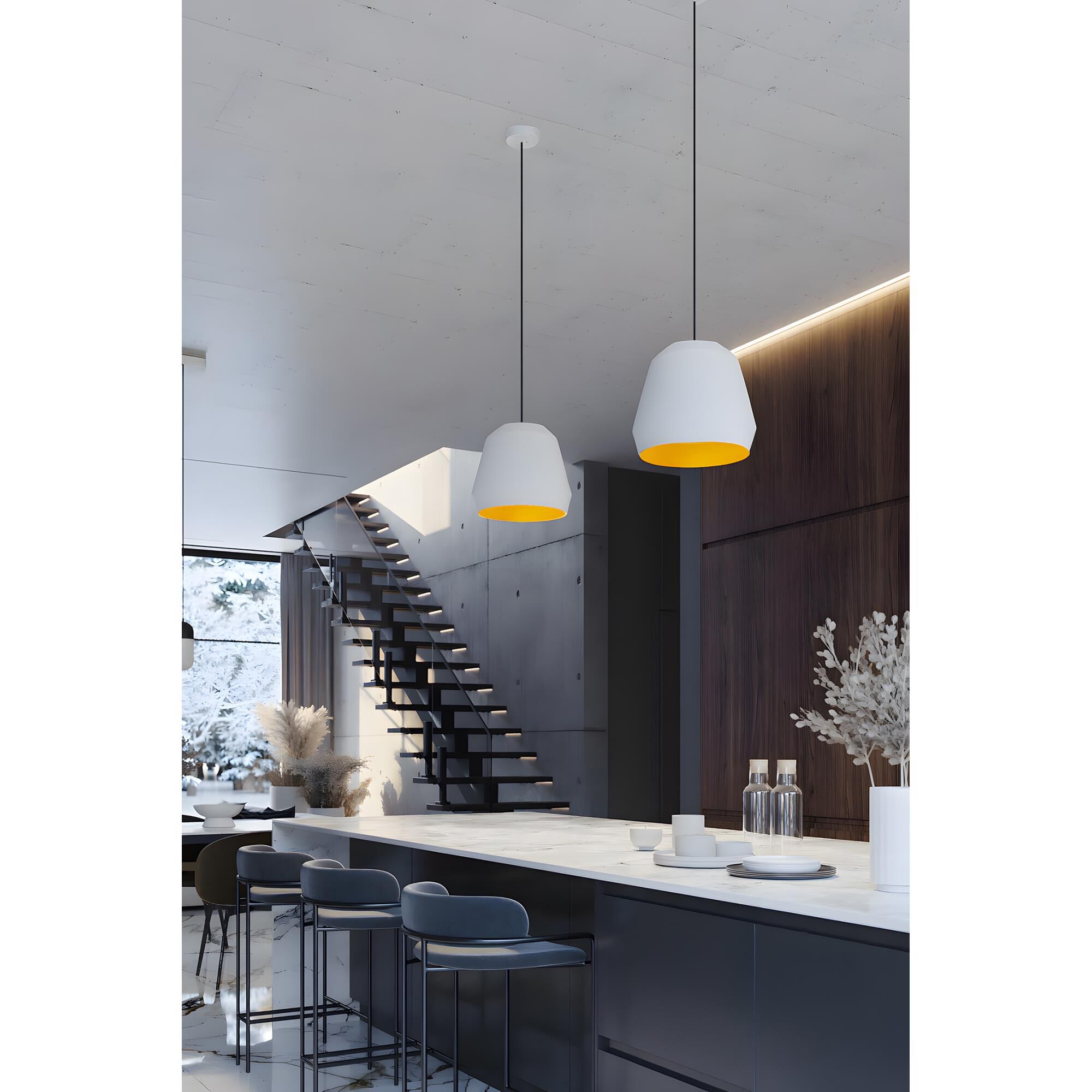 Shown in White and Gold finish