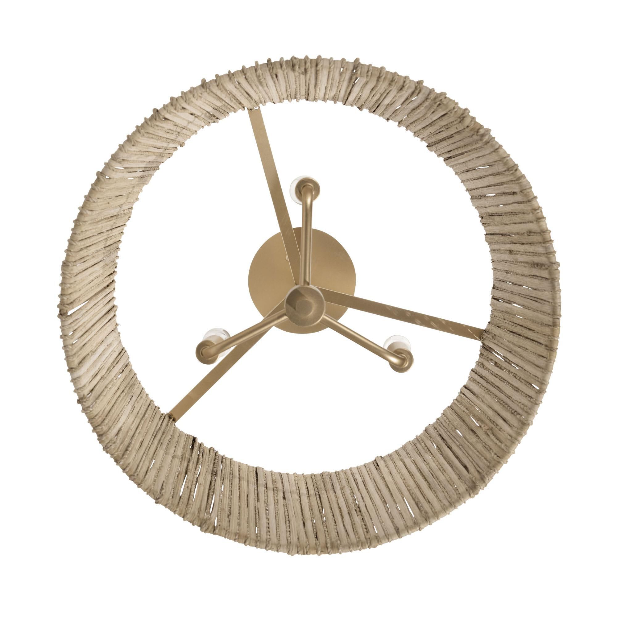 Shown in French Gold finish and Natural Rattan And Abaca Rope shade