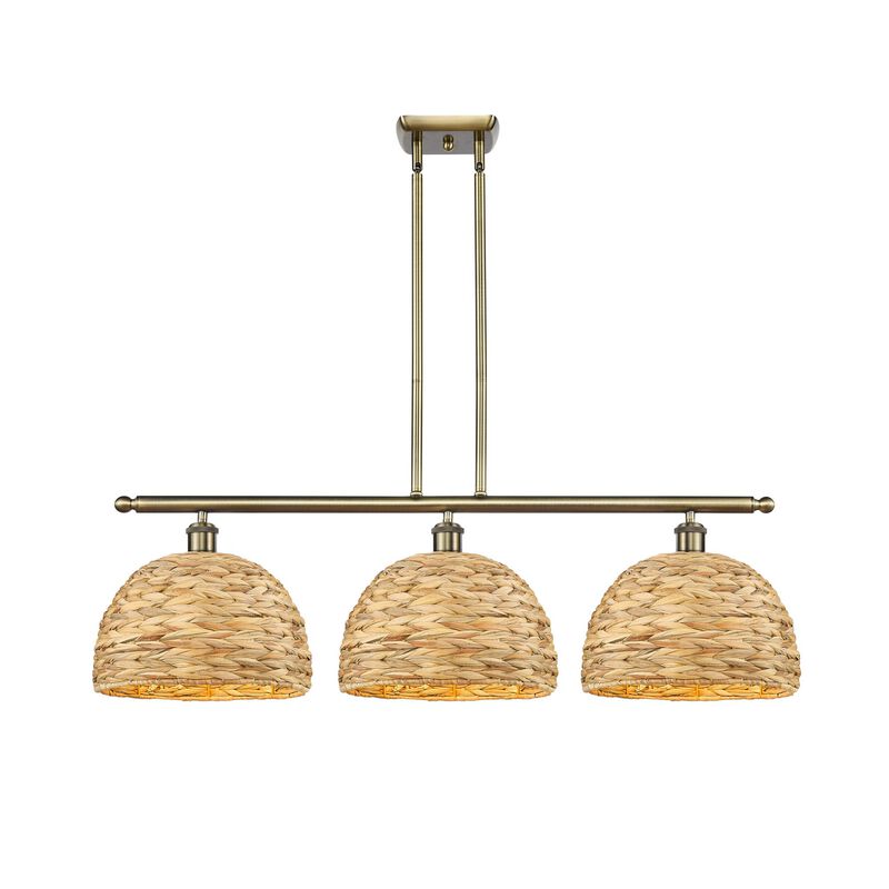 Bruno Marashlian Woven Rattan 38 Inch Linear Suspension Light by Innovations Lighting