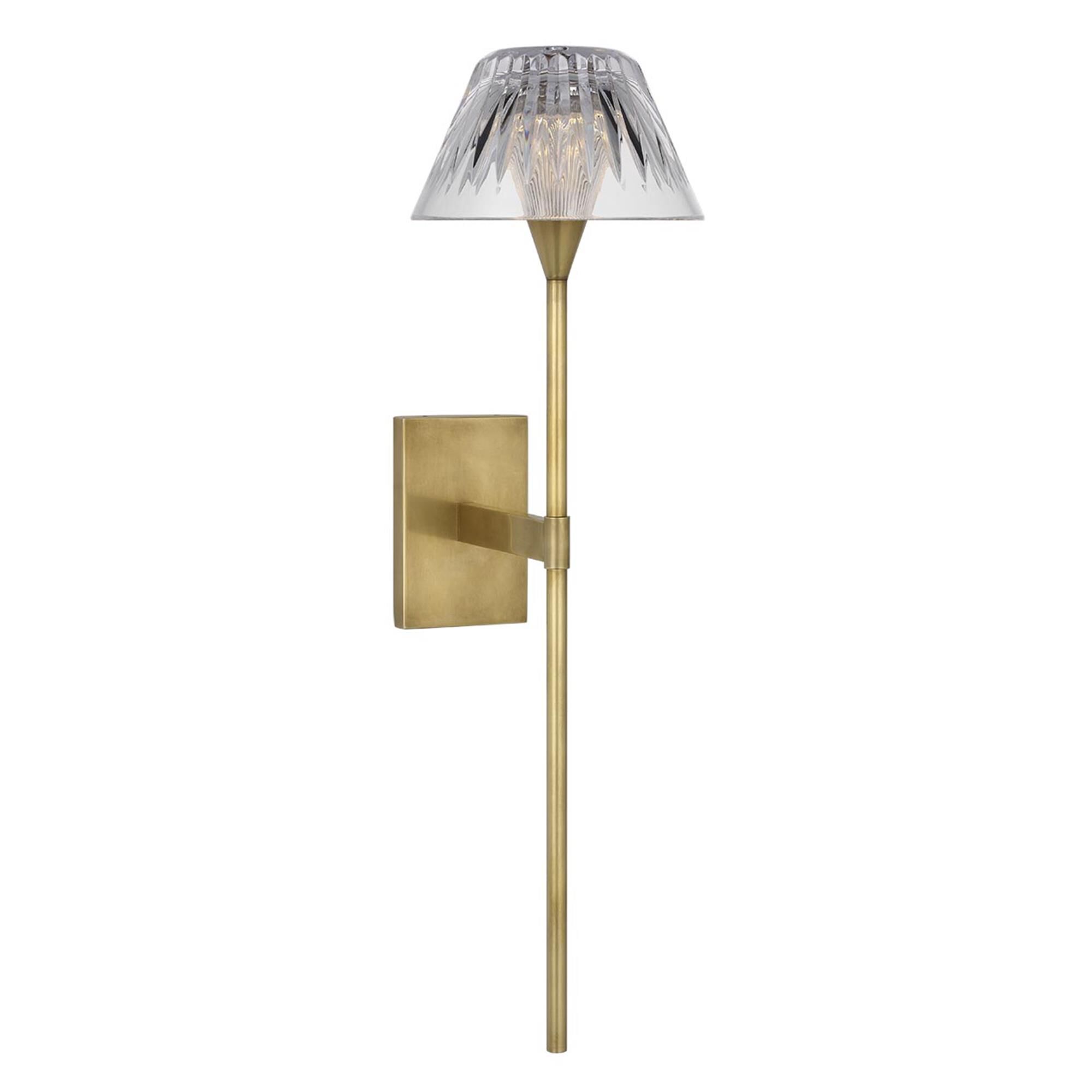 Shown in Natural Brass finish and Clear crystal