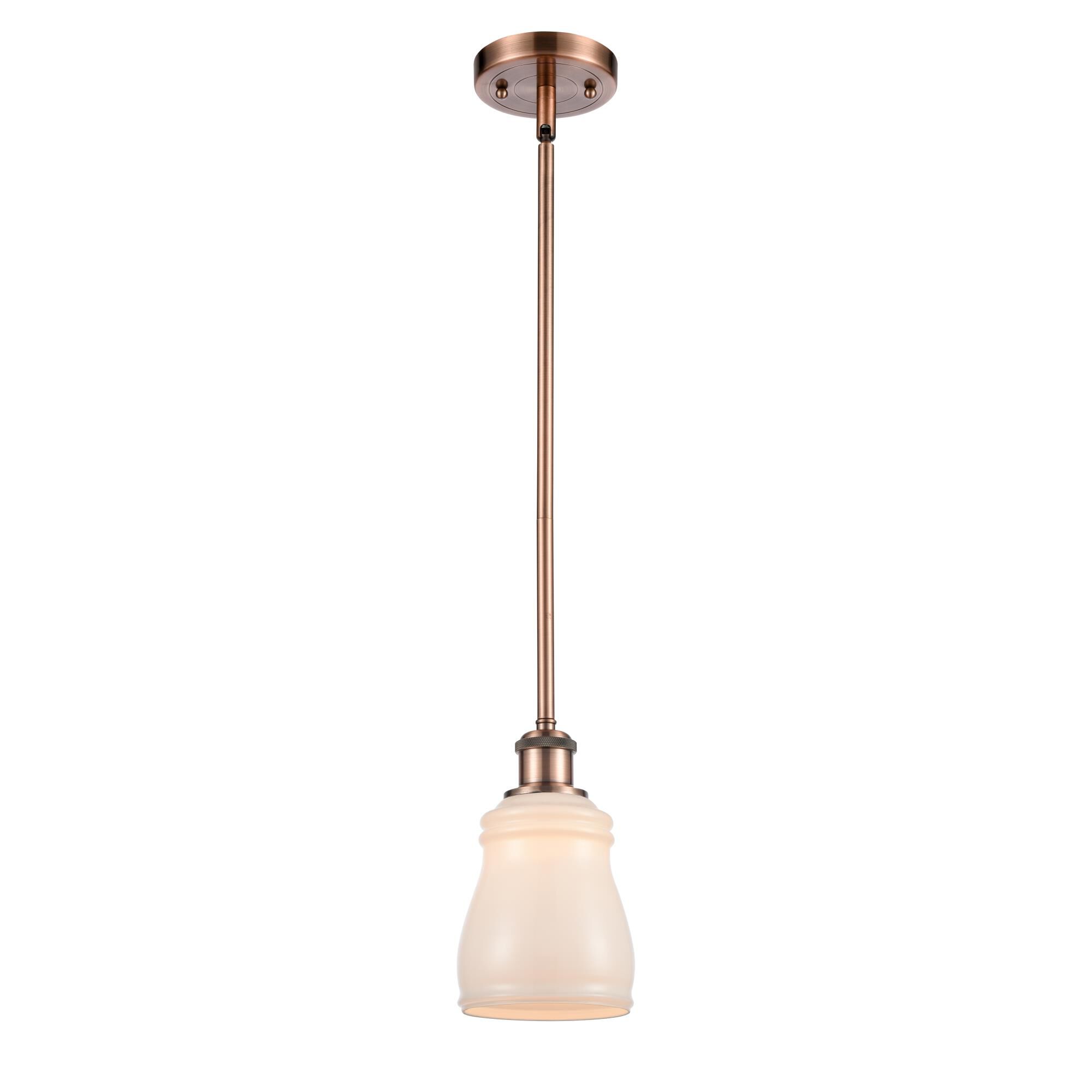 Shown in Antique Copper finish and Bell glass and Glass shade