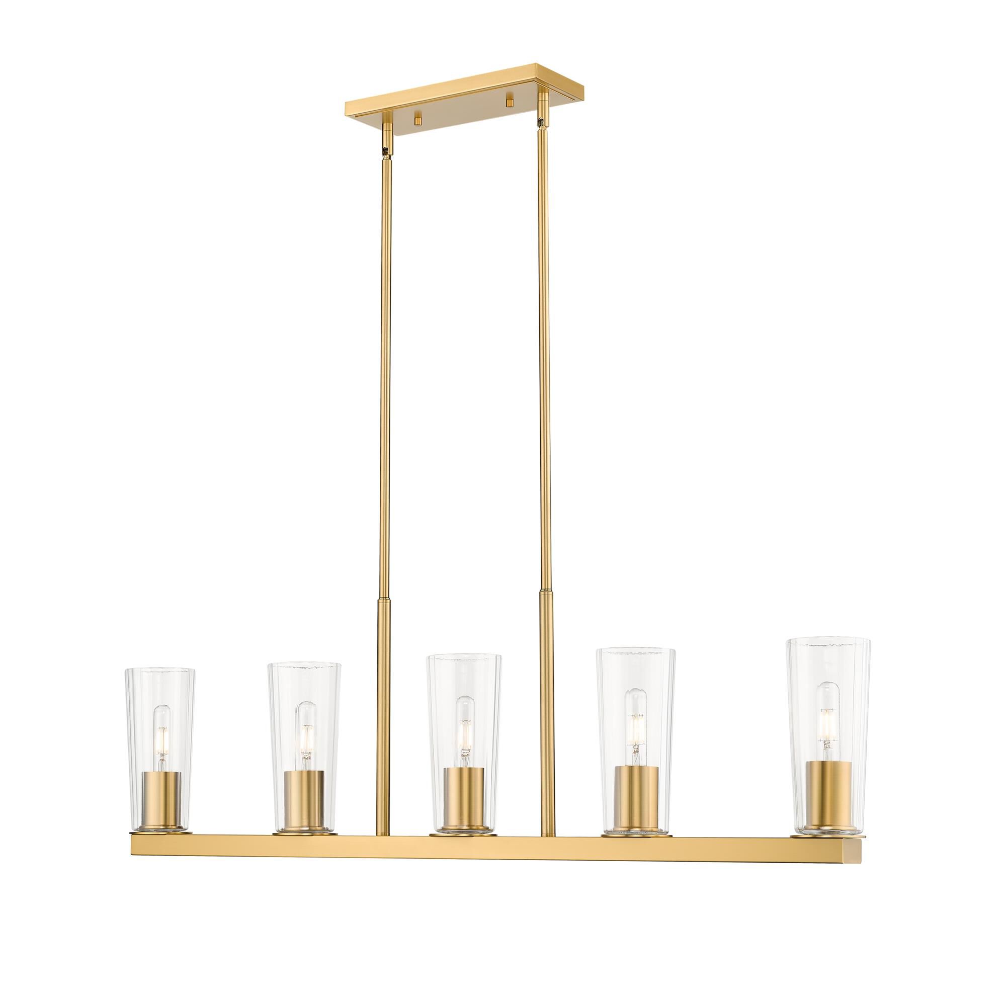 Shown in Modern Gold finish and Clear glass and Clear shade