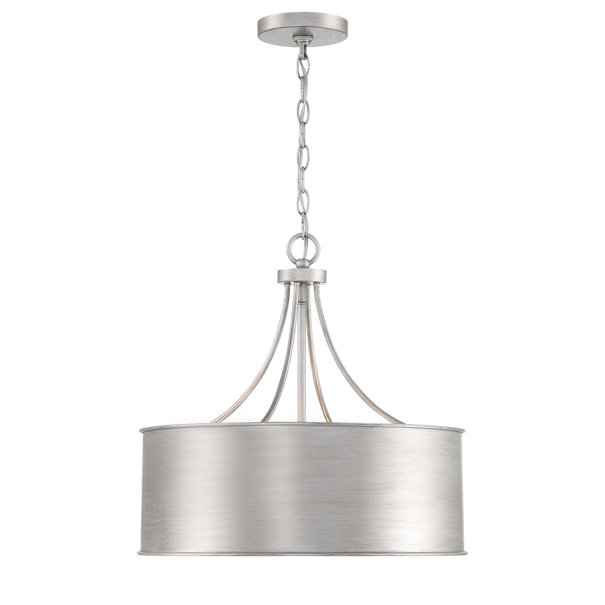 Shown in Antique Silver finish and Metal shade