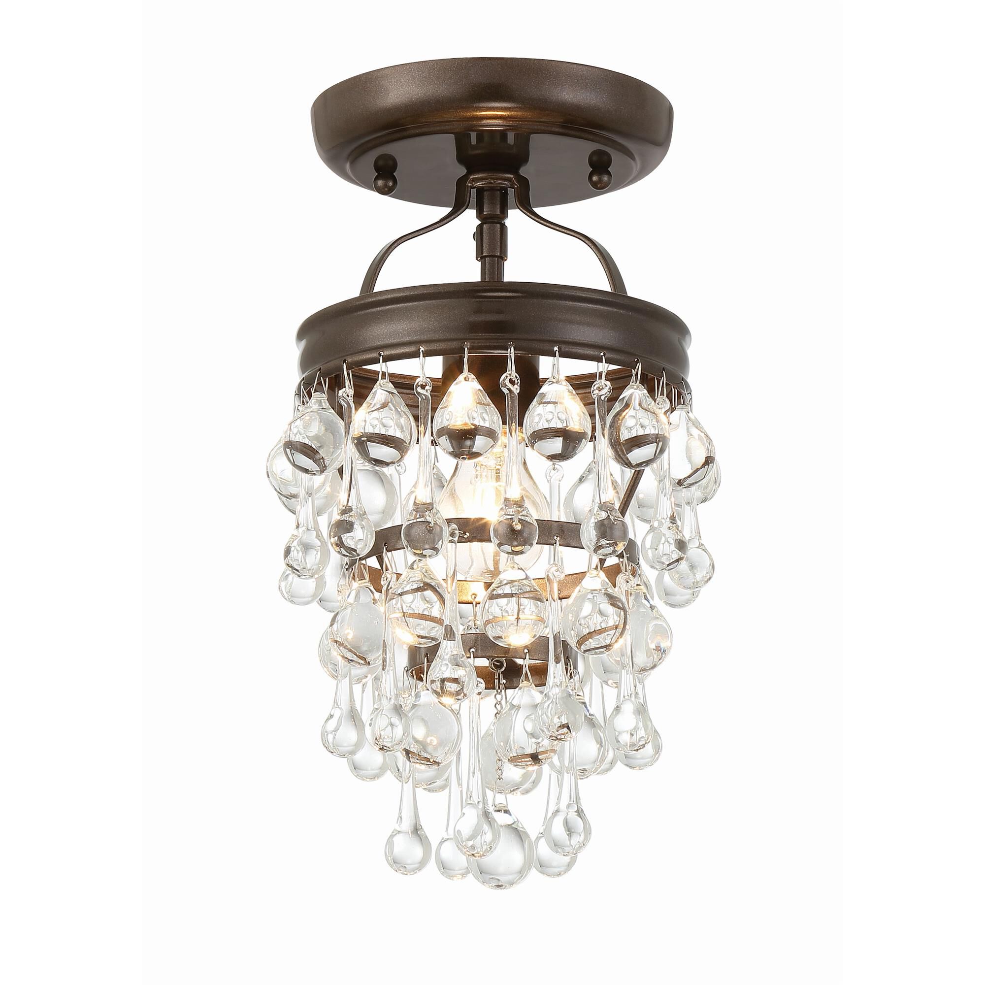 Shown in Vibrant Bronze finish and Clear Glass Drops crystal