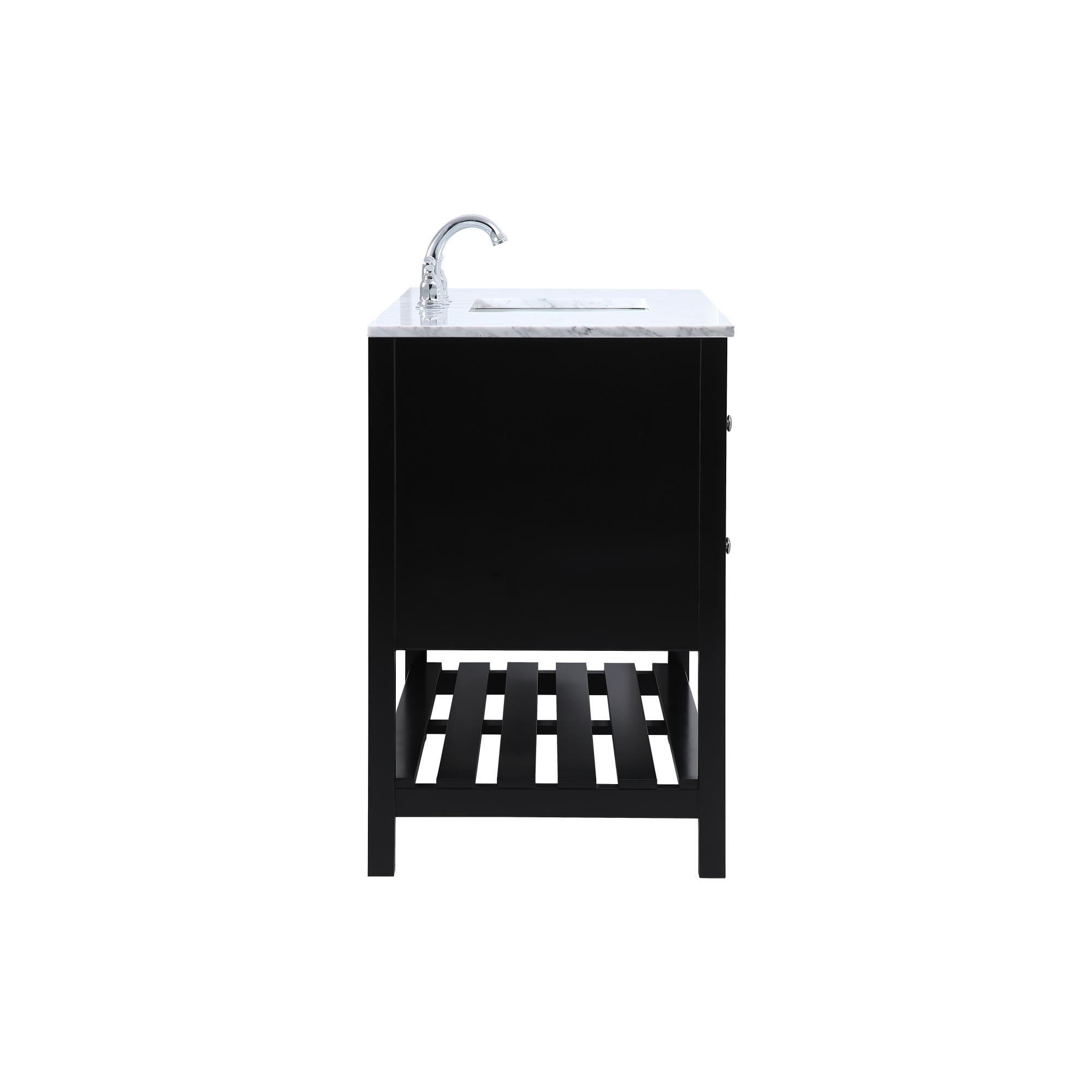 Shown in Black And Brushed Nickel With Carrara White Marble finish