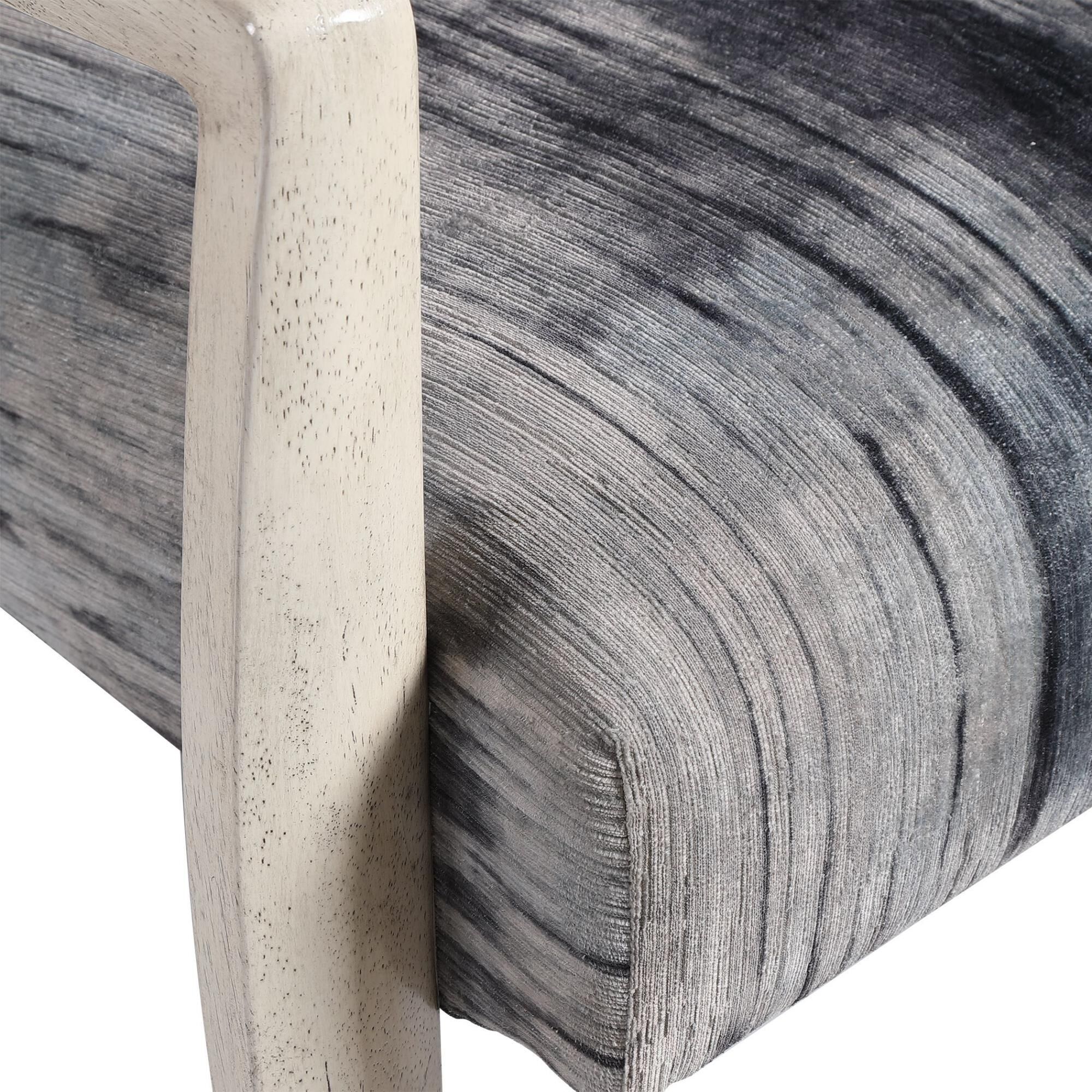 Shown in Reminiscent Of Tie Dye, This Statement Accent Chair Features A Unique Abstract Charcoal, Gray And Bl finish