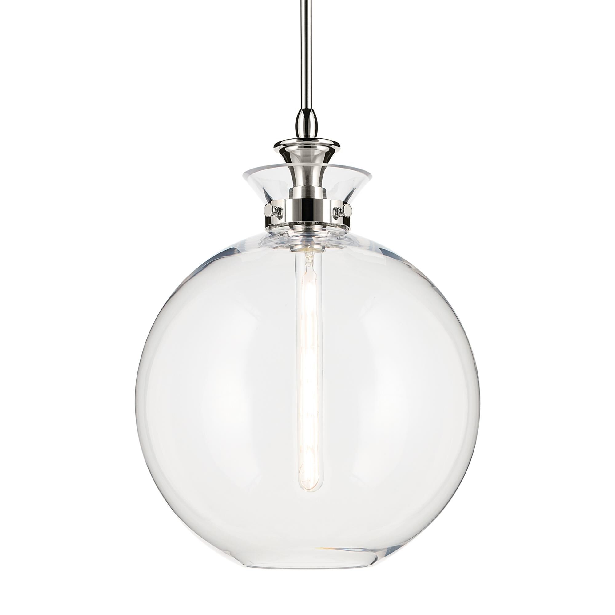 Shown in Polished Nickel finish and Clear glass
