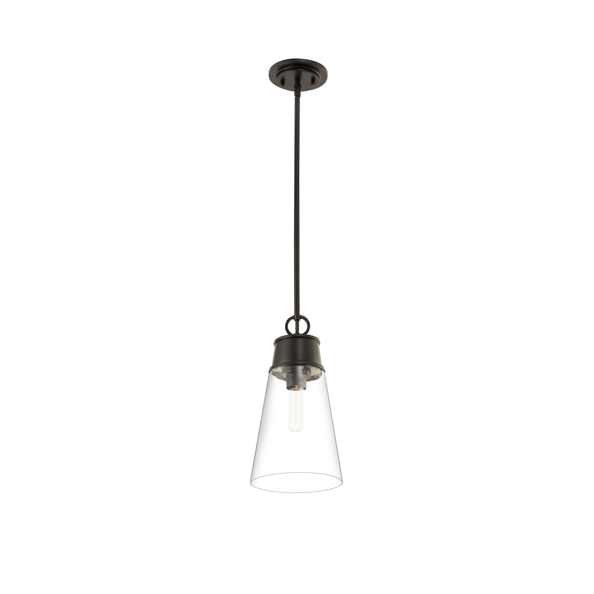 Shown in Matte Black finish and Glass shade