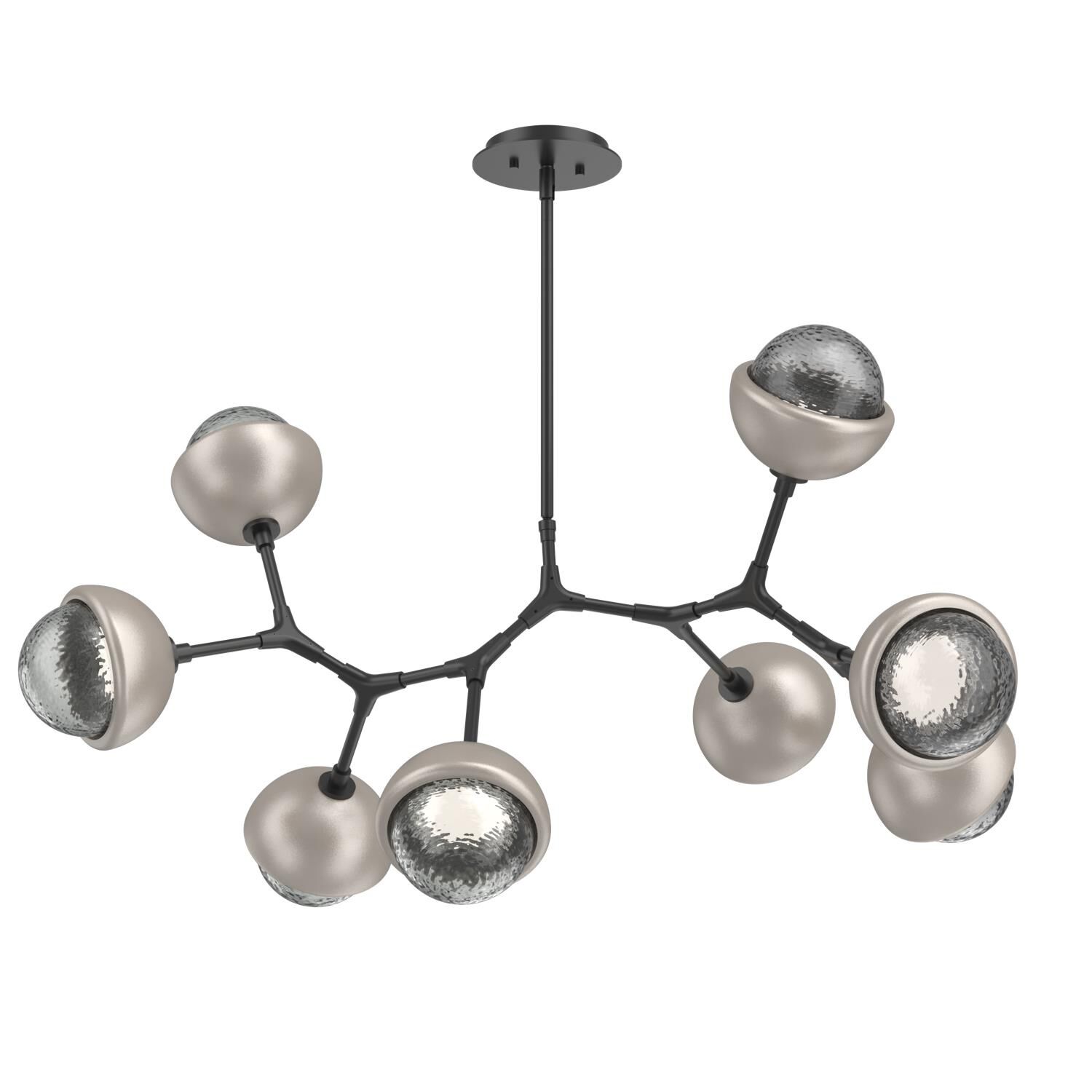 Shown in Matte Black finish and Smoke glass and Beige Silver accent