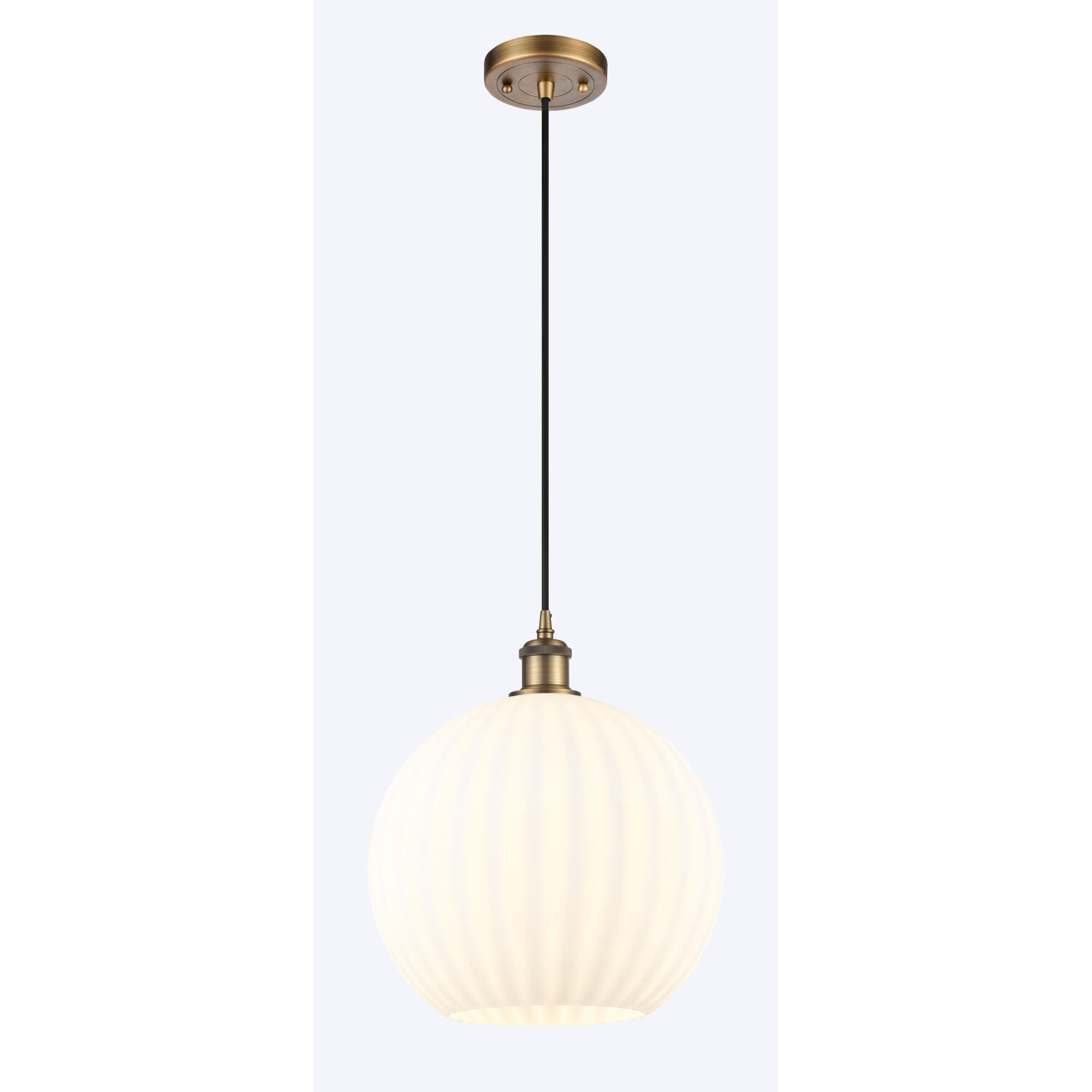 Shown in Brushed Brass finish and White Venetian glass