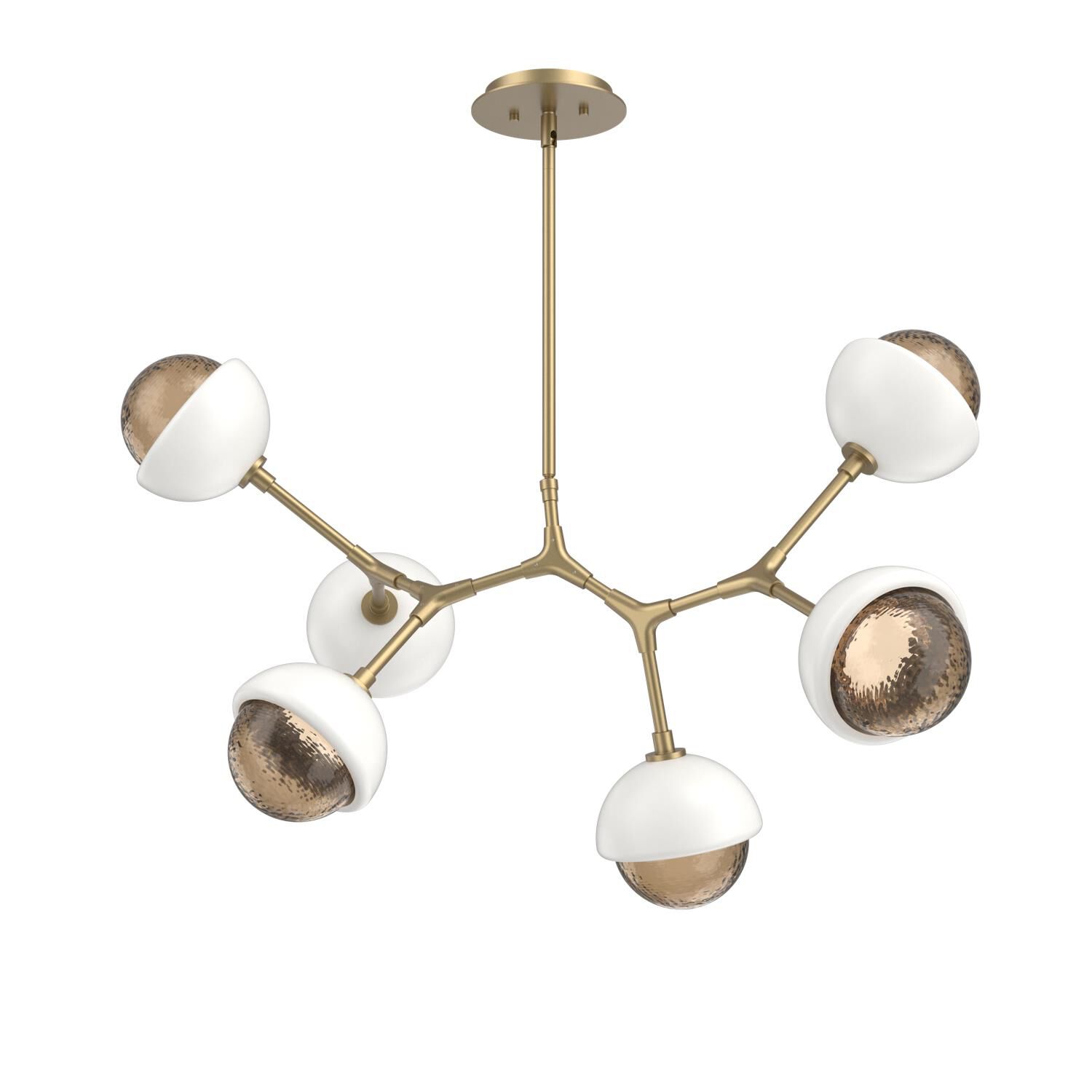 Shown in Gilded Brass finish and Bronze glass and Salt White accent