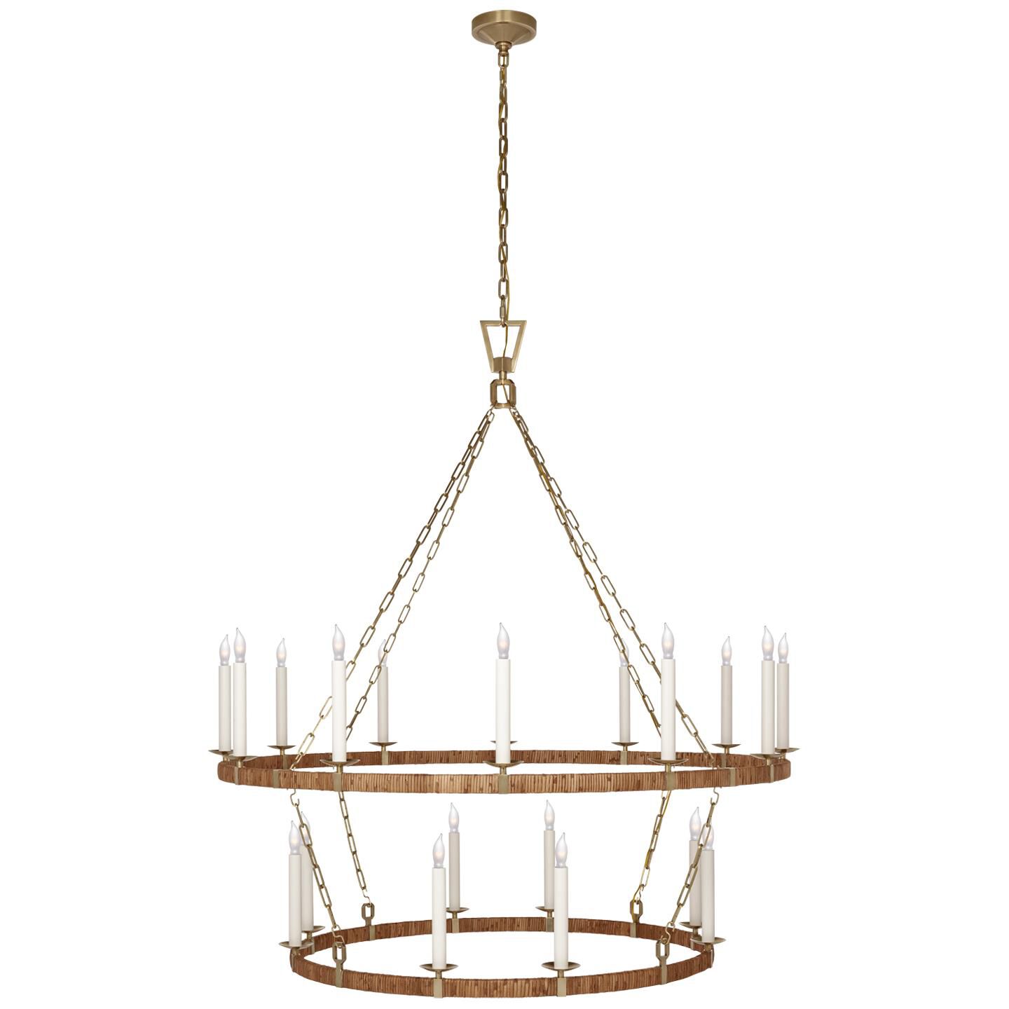 Shown in Antique-Burnished Brass and Natural Rattan finish