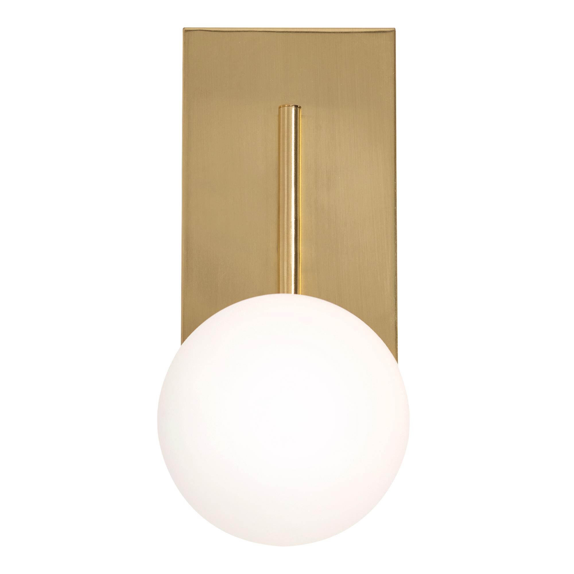 Shown in Satin Brass finish and White glass