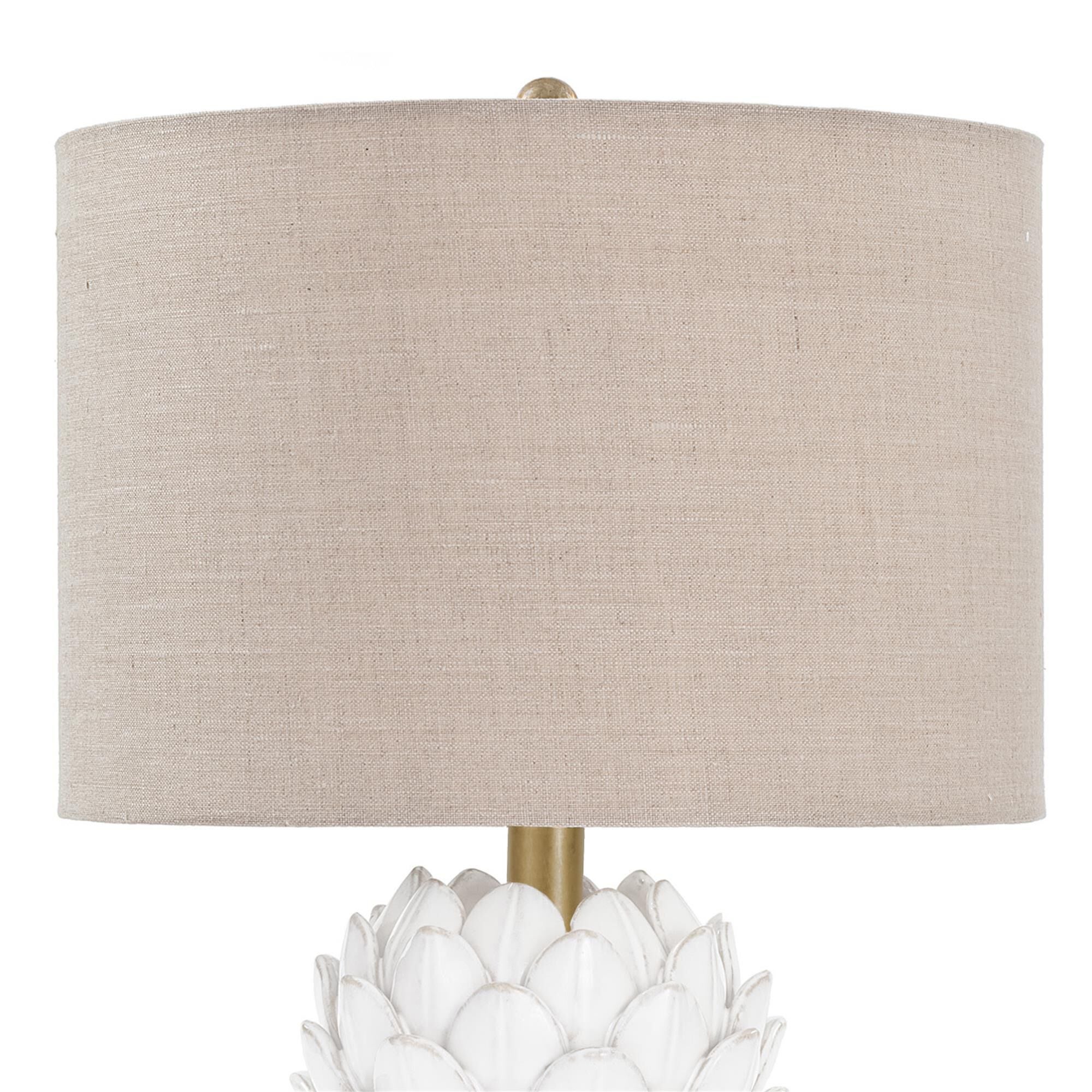 Shown in White finish and Linen shade