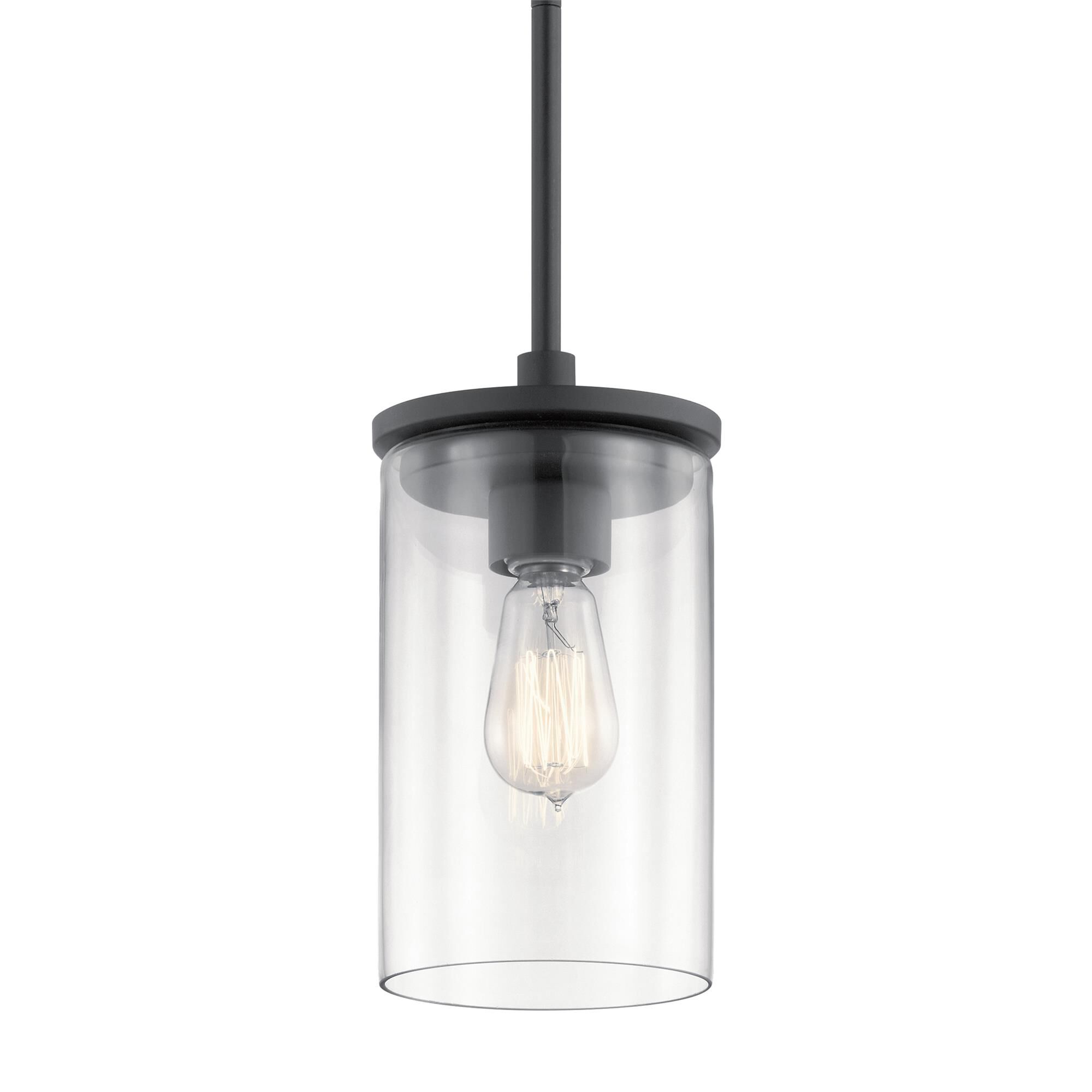Shown in Black finish and Clear glass