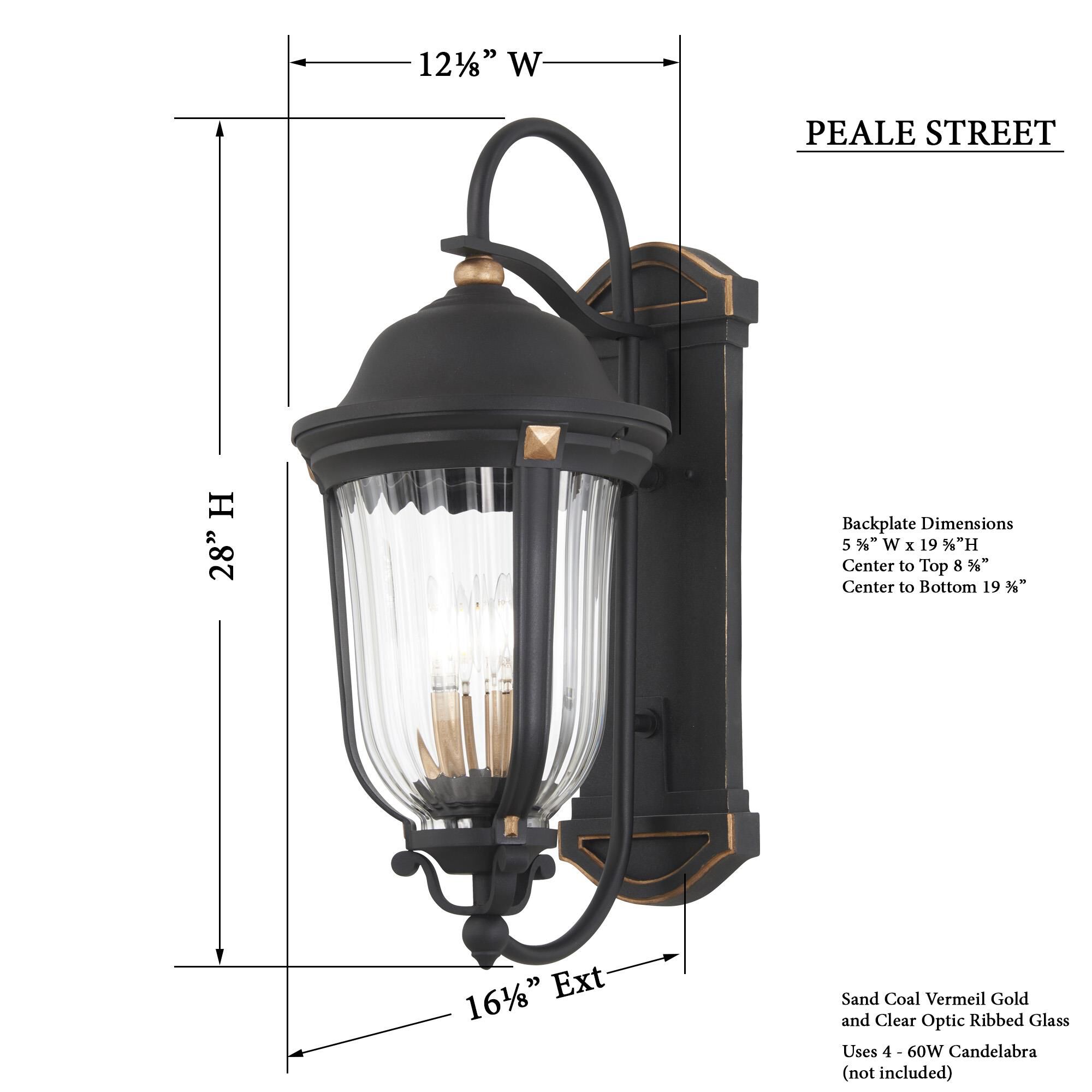 Peale Street 28 Inch Tall 4 Light Outdoor Wall Light by Minka Lavery