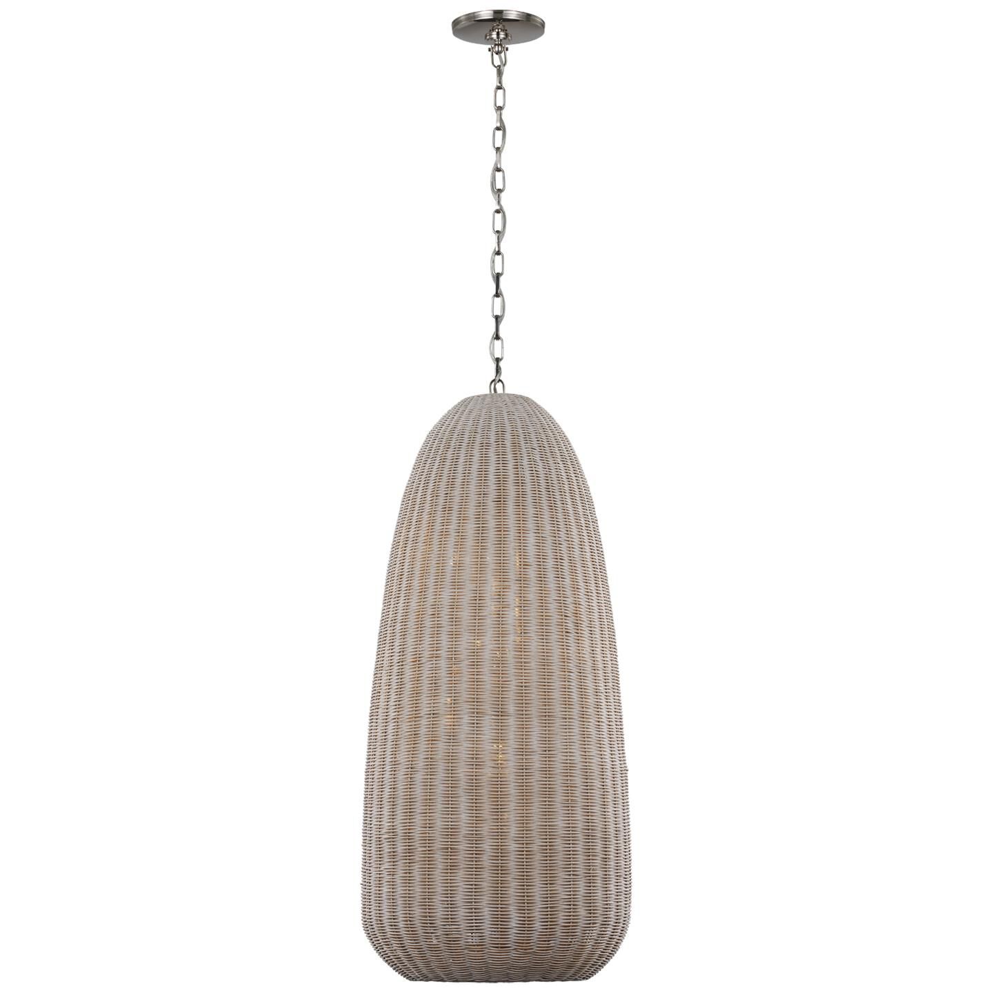 Shown in Polished Nickel finish and Ash Wicker shade