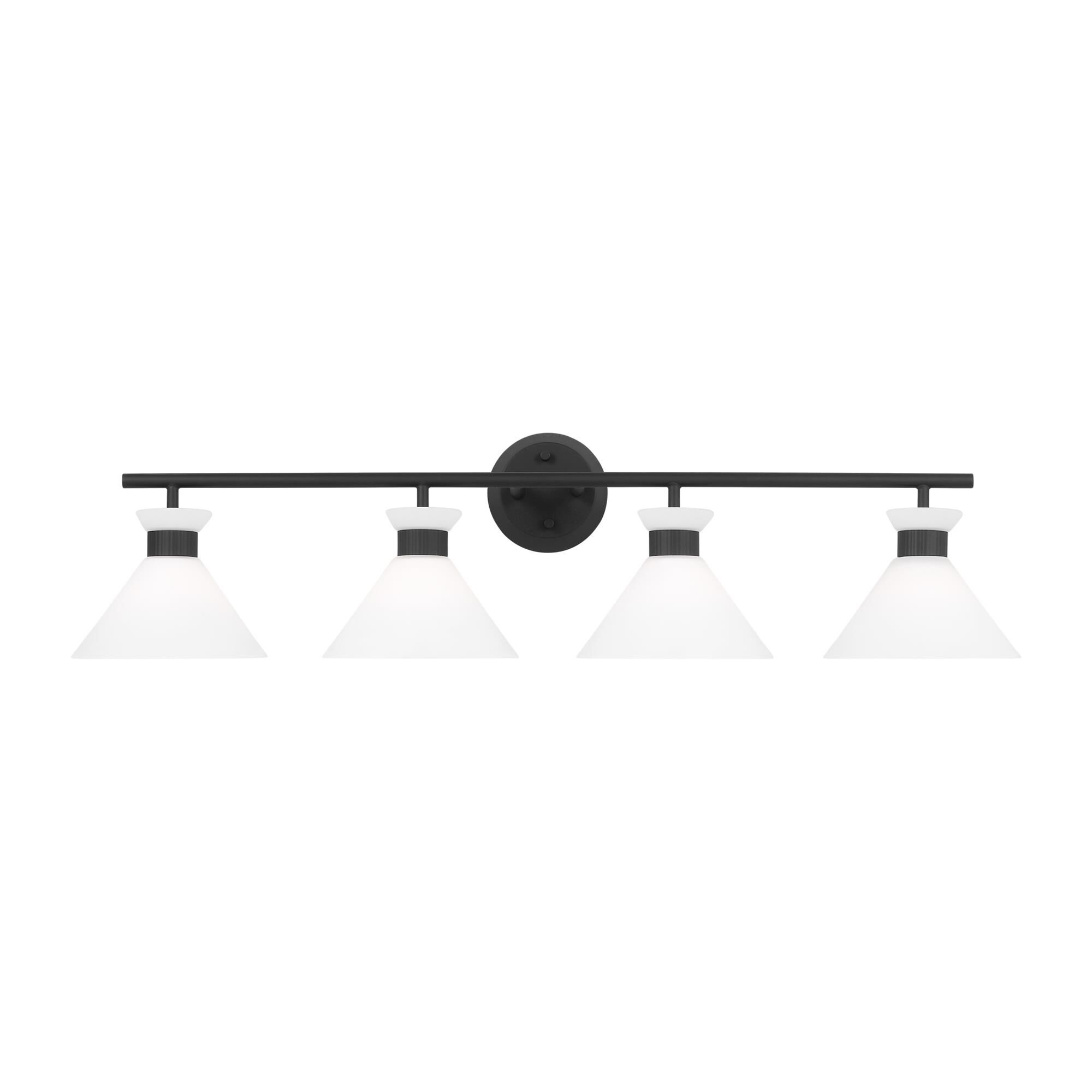 Shown in Midnight Black finish and Etched White Glass s shade