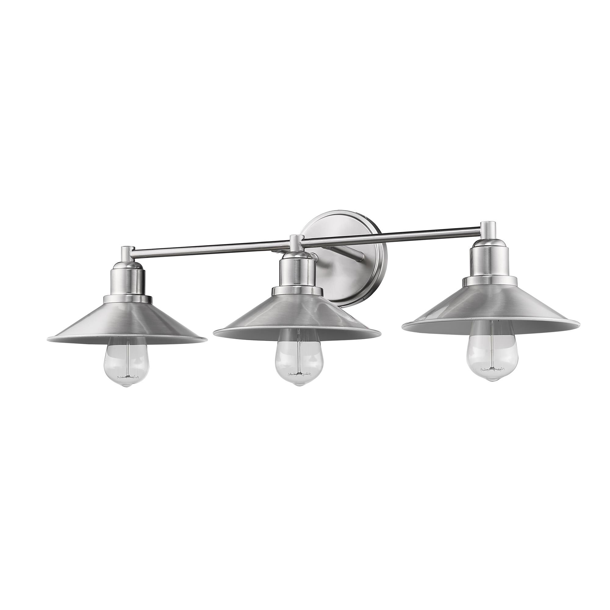 Shown in Brushed Nickel finish and Steel glass and Steel shade