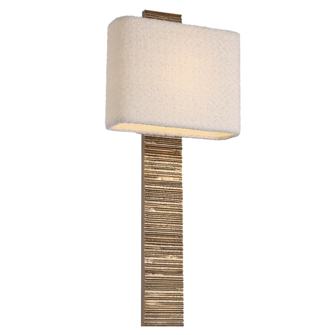 Shown in Ridged Tombac finish and Boucle Rectangle shade