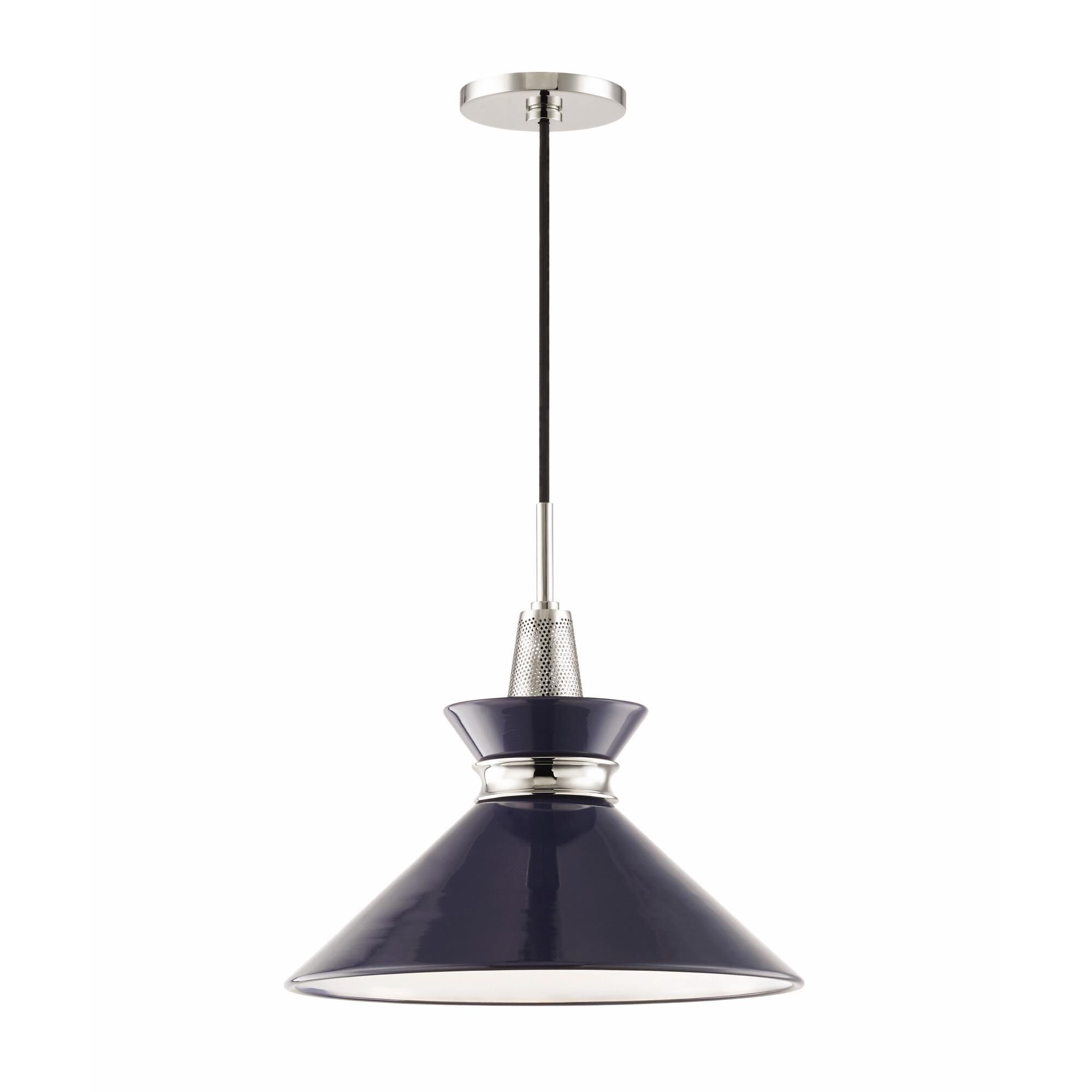 Shown in Polished Nickel-Navy finish and Navy Metal shade