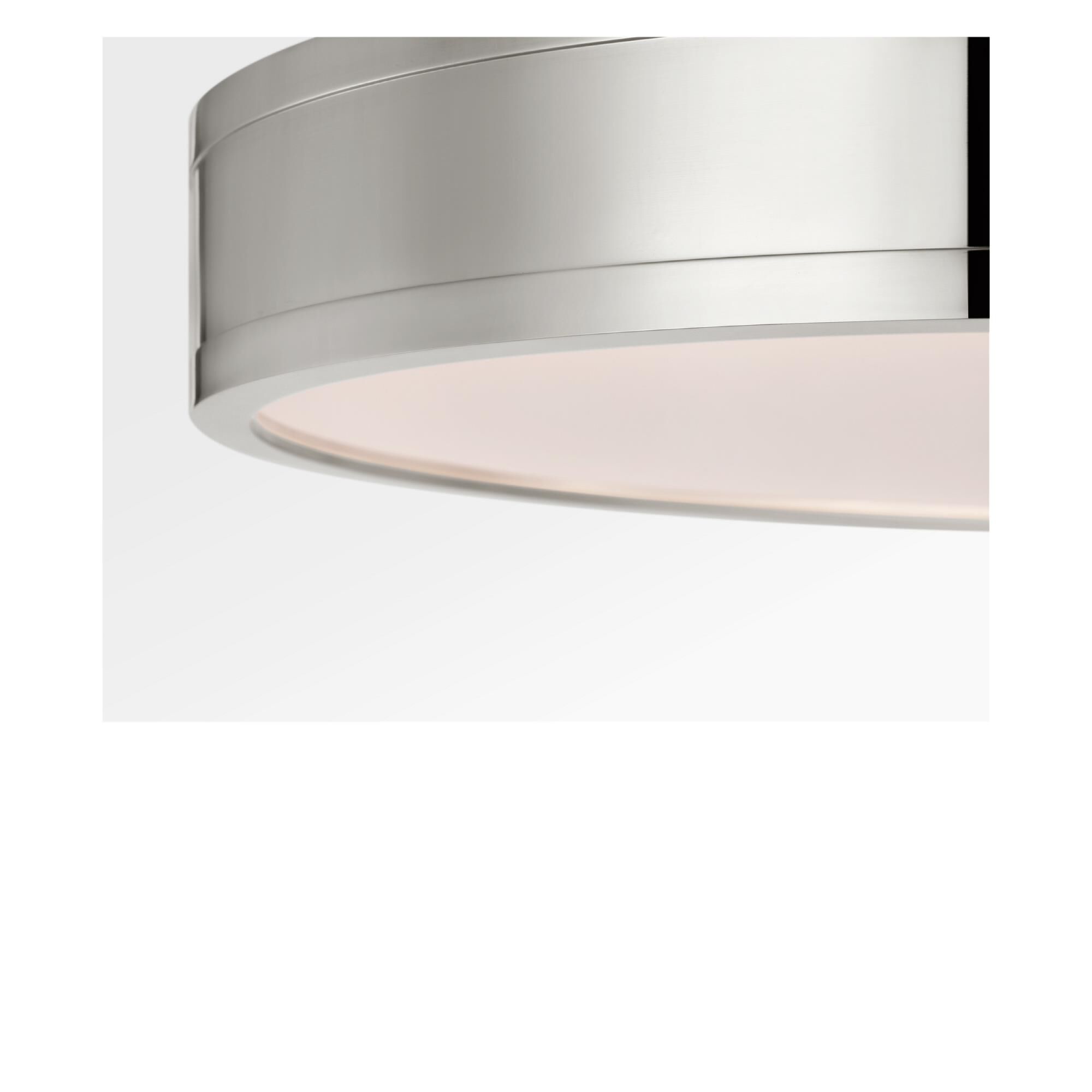 Shown in Polished Nickel finish and White glass