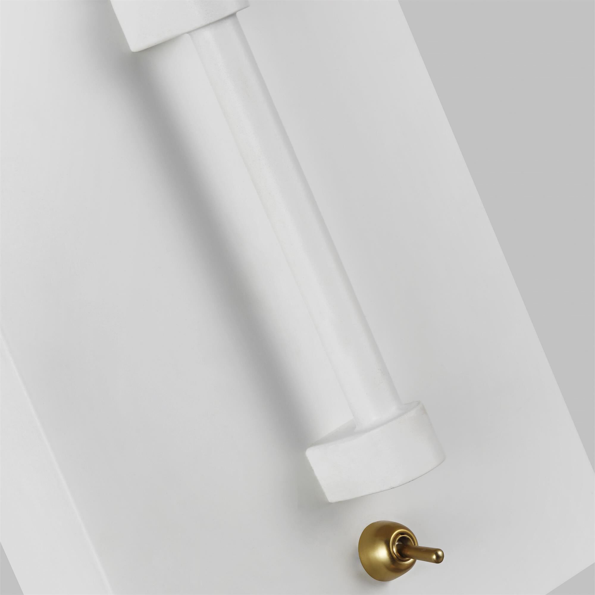 Shown in Matte White - Burnished Brass finish and Matte Whitesteel shade