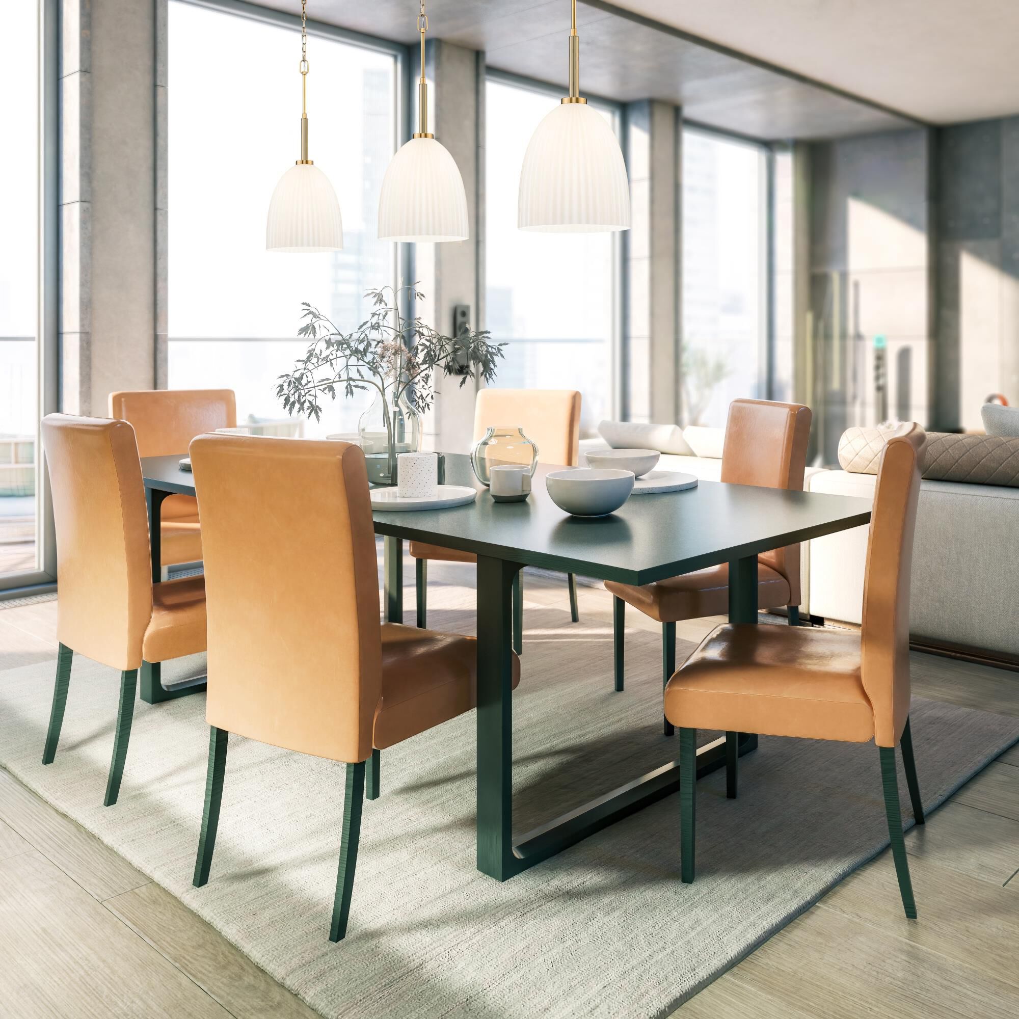 Shown in Modern Gold finish and Matte Opal glass and Matte Opal shade