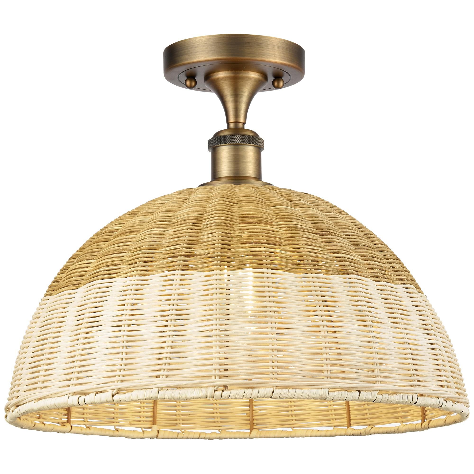 Shown in Brushed Brass finish and Natural shade