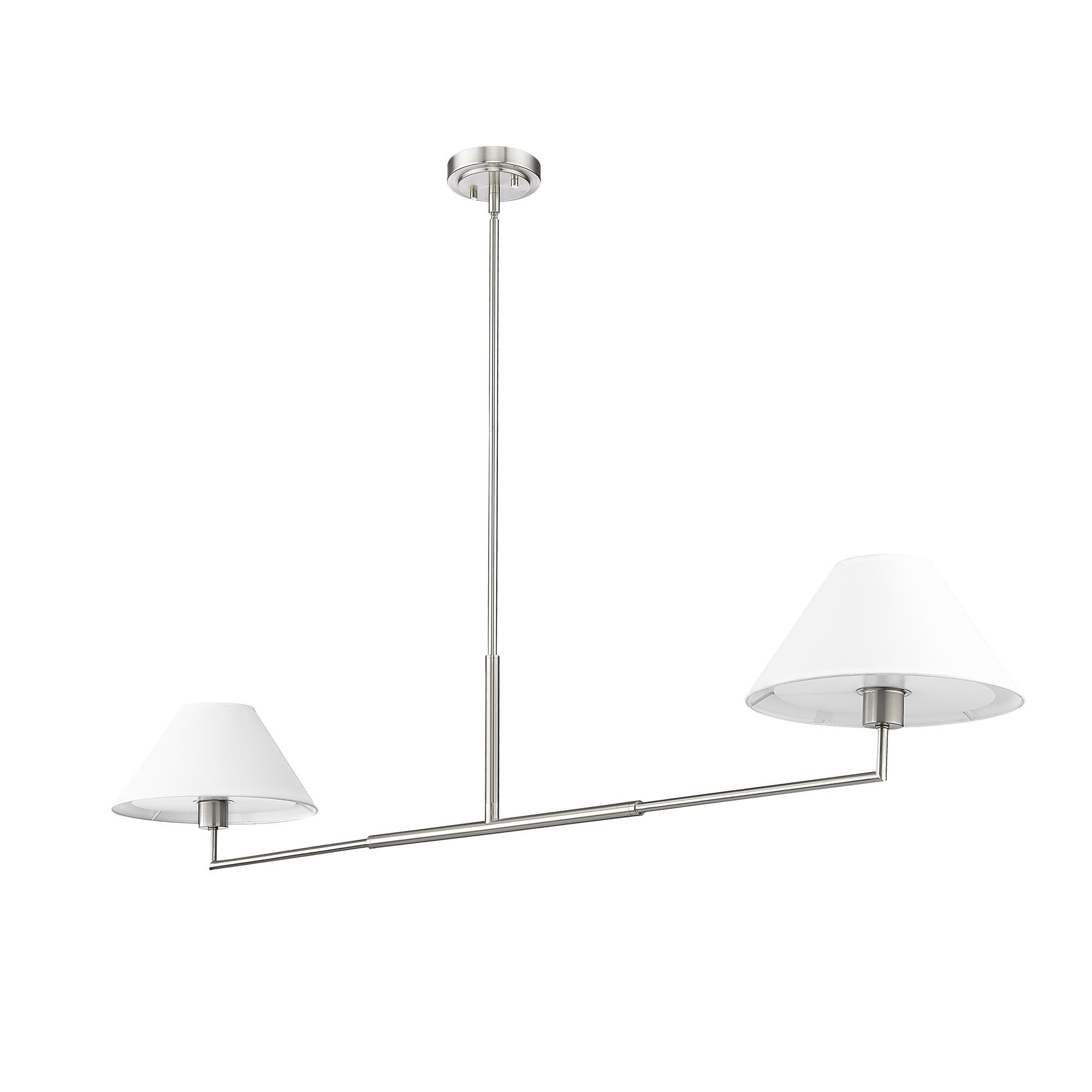 Shown in Brushed Nickel finish and White Linen shade