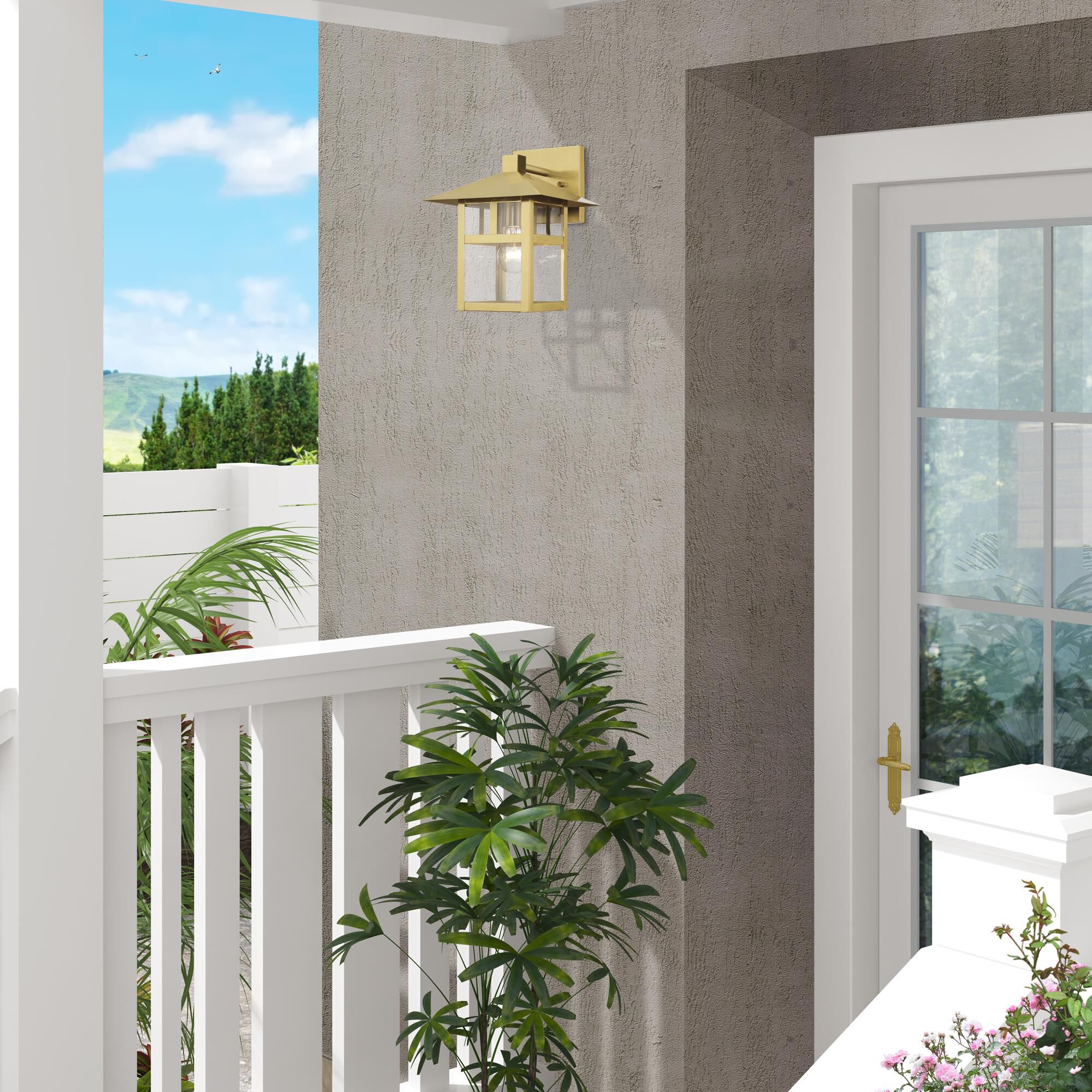 Shown in Satin Gold finish and Clear glass