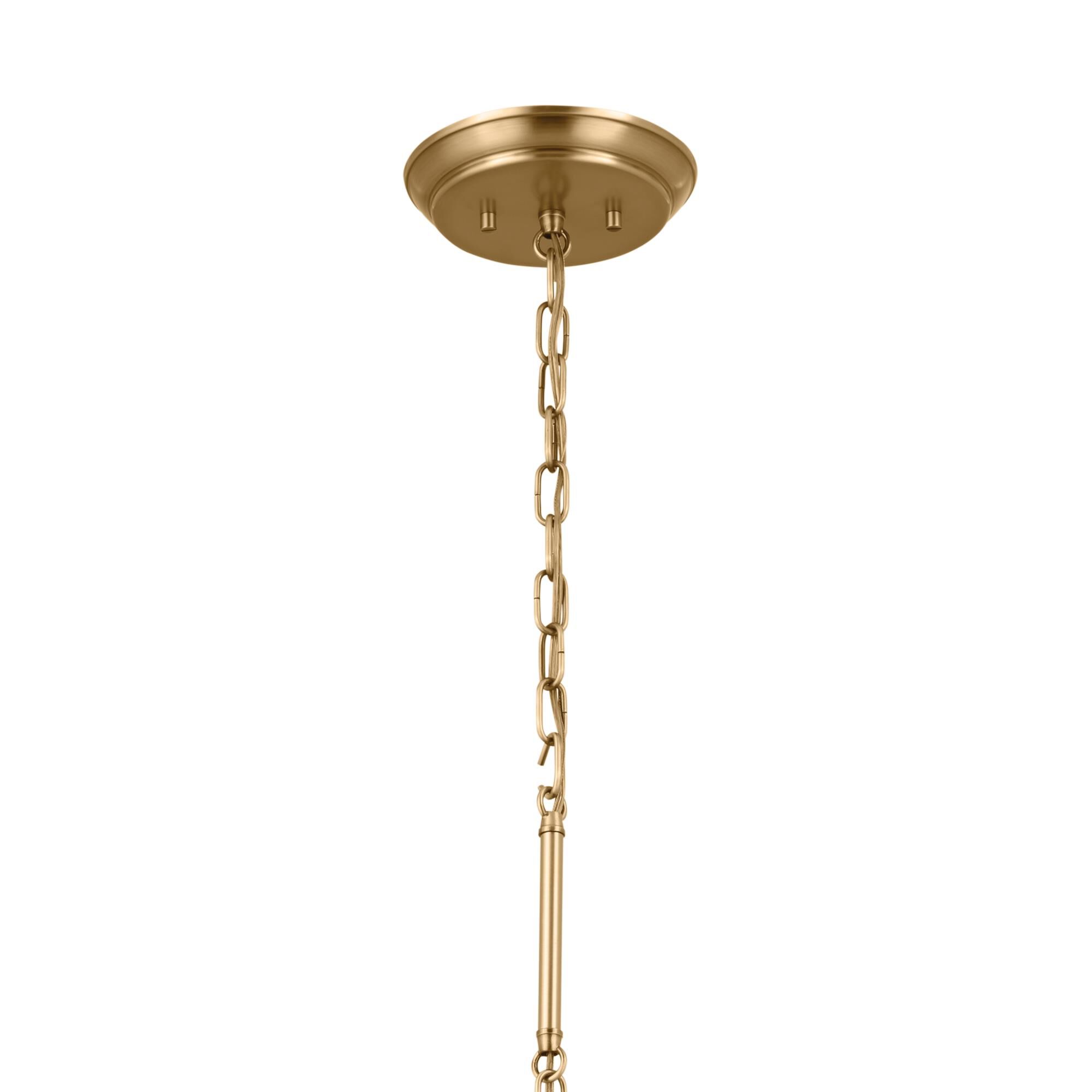 Shown in Brushed Natural Brass finish and Metal and Bell shade
