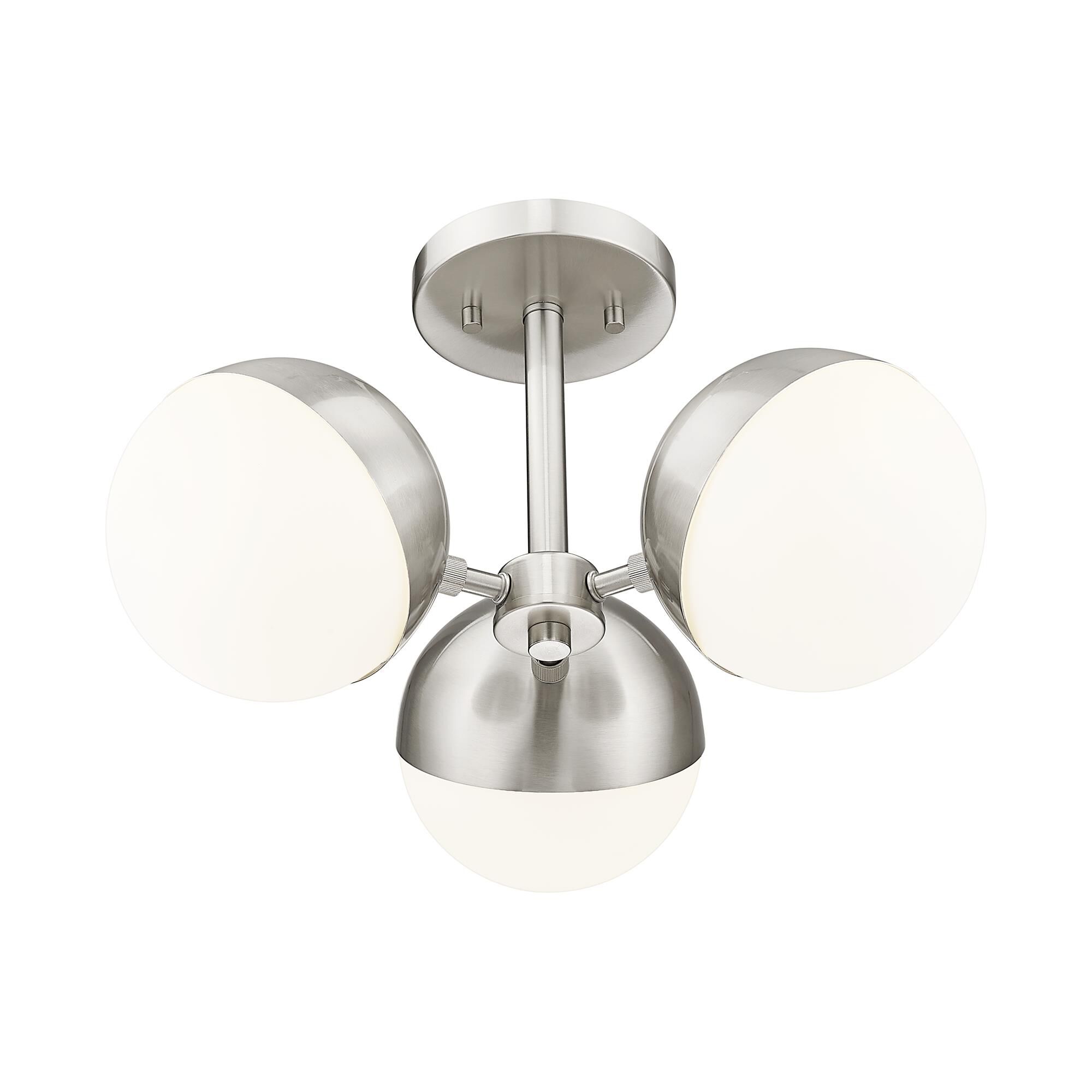 Shown in Brushed Nickel finish and Matte Opal glass and Matte Opal shade