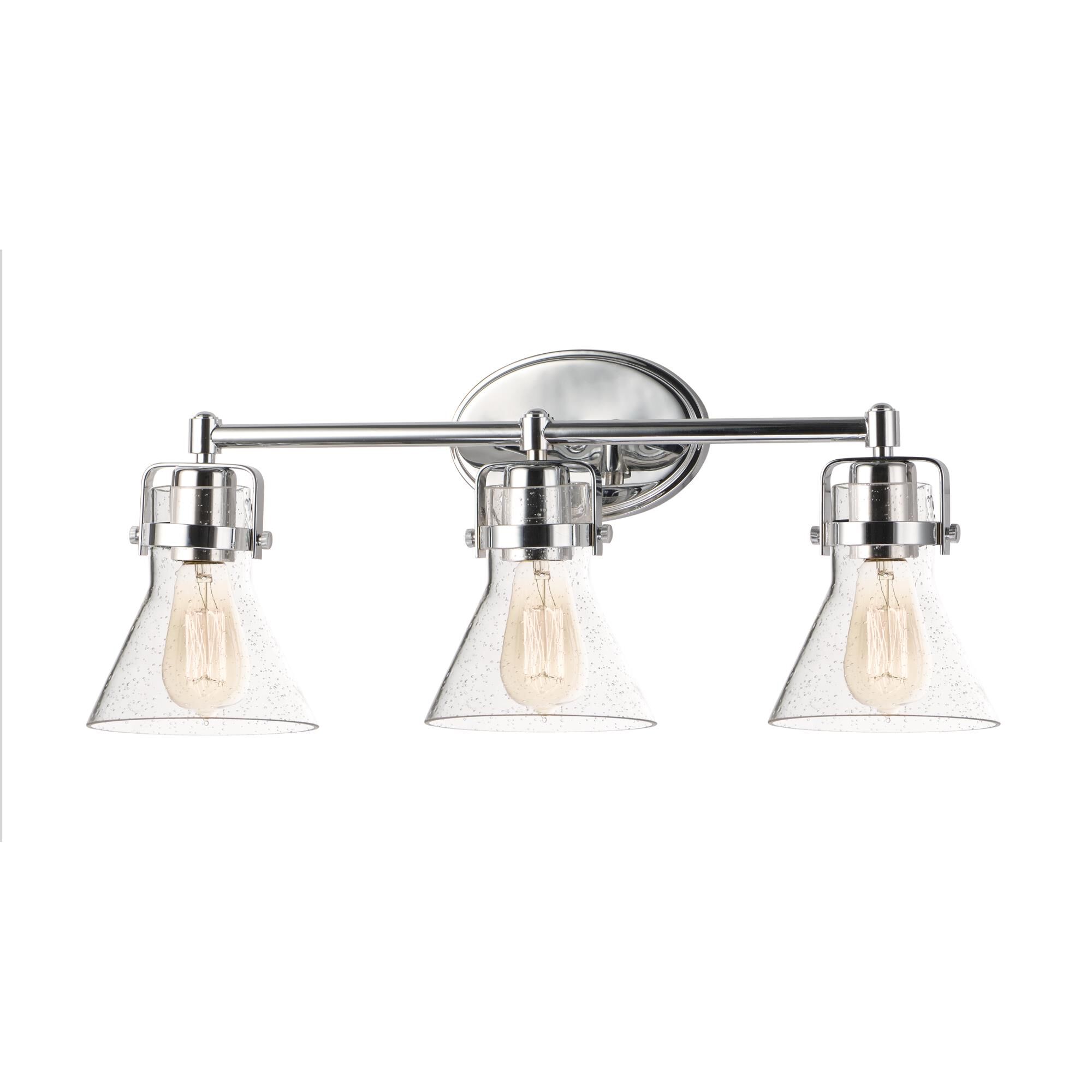 Shown in Polished Chrome finish and Seedy glass and Glass shade