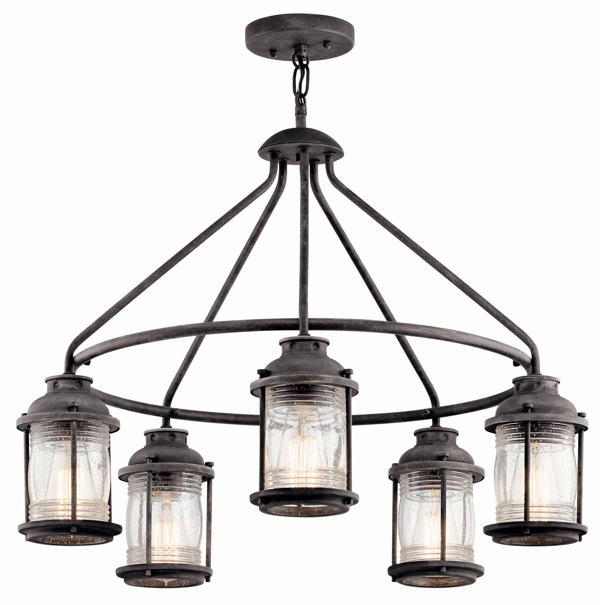 Shown in Weathered Zinc finish and Clear Seeded Ribbed glass